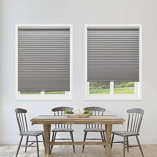 Miniatura 9 de Linen Avenue Persiana celular opaca estándar inalámbrica de 39 34 de ancho x 66 de alto, concha marina