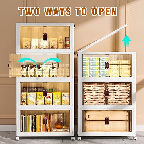 Miniatura 4 de Contenedores de almacenamiento plegables con tapas, contenedores de almacenamiento apilables de 102 cuartos con ruedas, organizadores de armario de