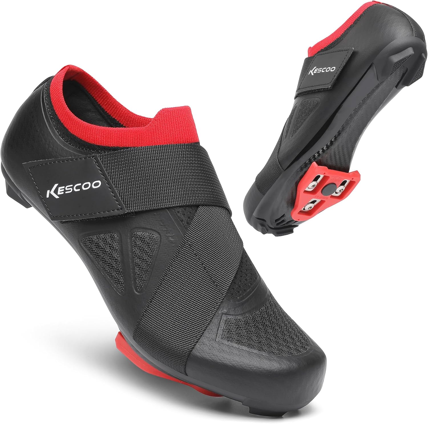 Mens Womens Cycling Shoes with Delta Cleats Compatible with Peloton Bike & SPD Clip in Indoor Outdoor Road Bike Clip Shoes 43.5 Black/Red