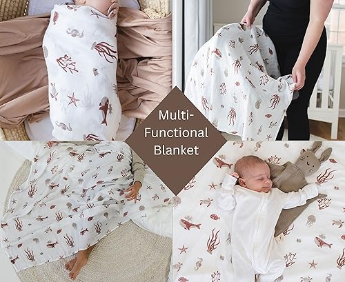 Miniatura 4 de Leyl&Ari Manta de muselina  Manta de recepción para niños y niñas (amigos bajo el mar)