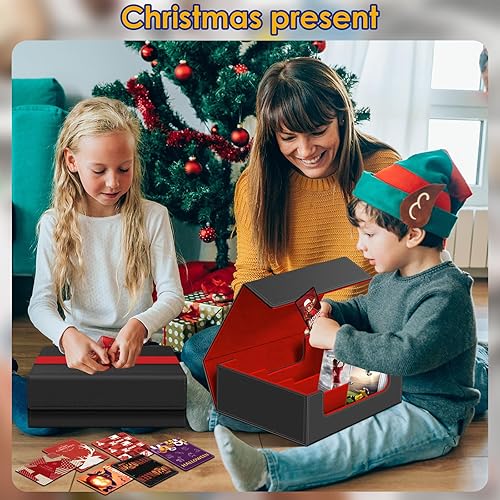 Miniatura 7 de Más de 1800 tarjetas para tarjetas intercambiables, cierre magnético, tarjetero mágico apto para tarjetas YuGiOh, MTG y deportivas (negro y rojo)