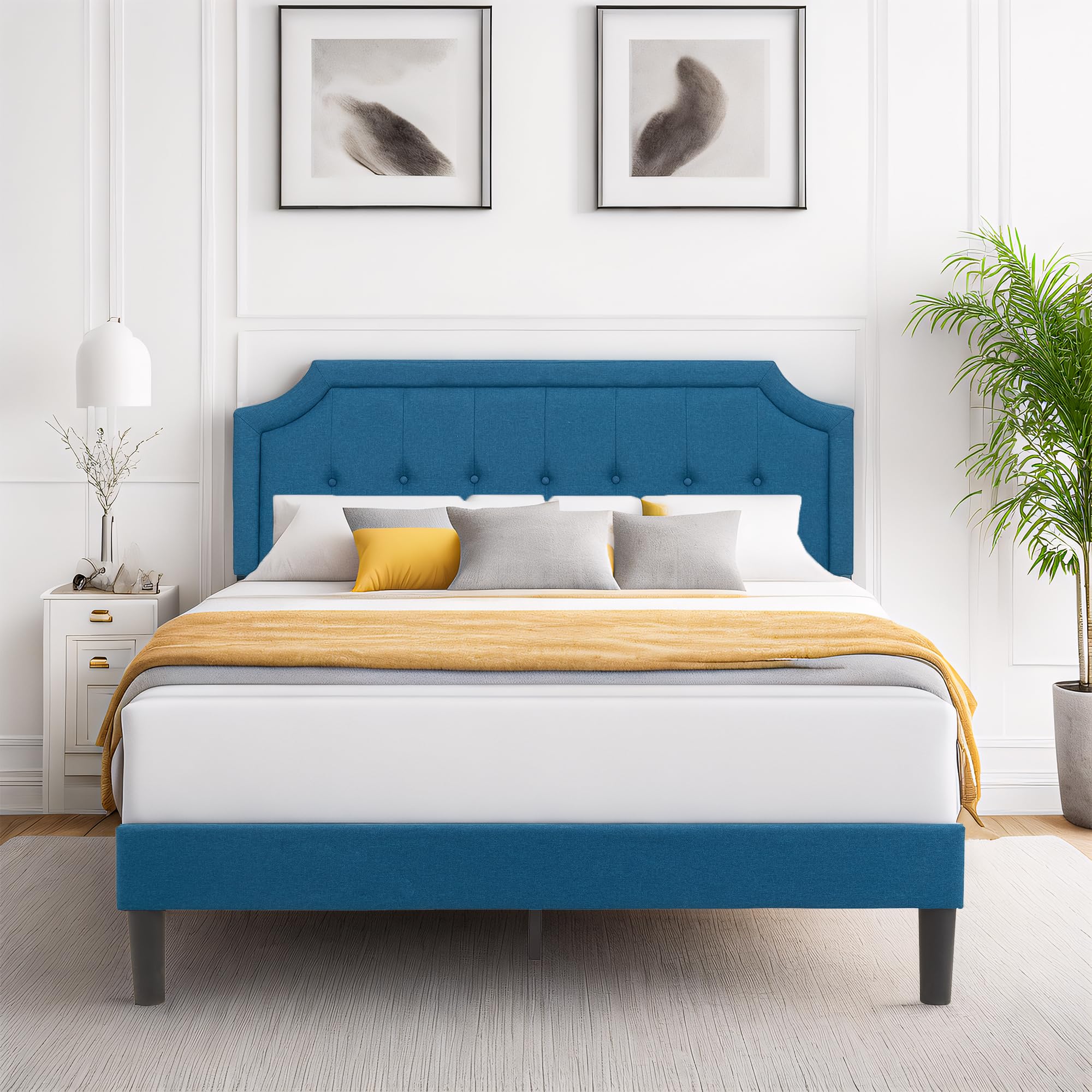 VECELO Upholstered Platform Bed Frame 