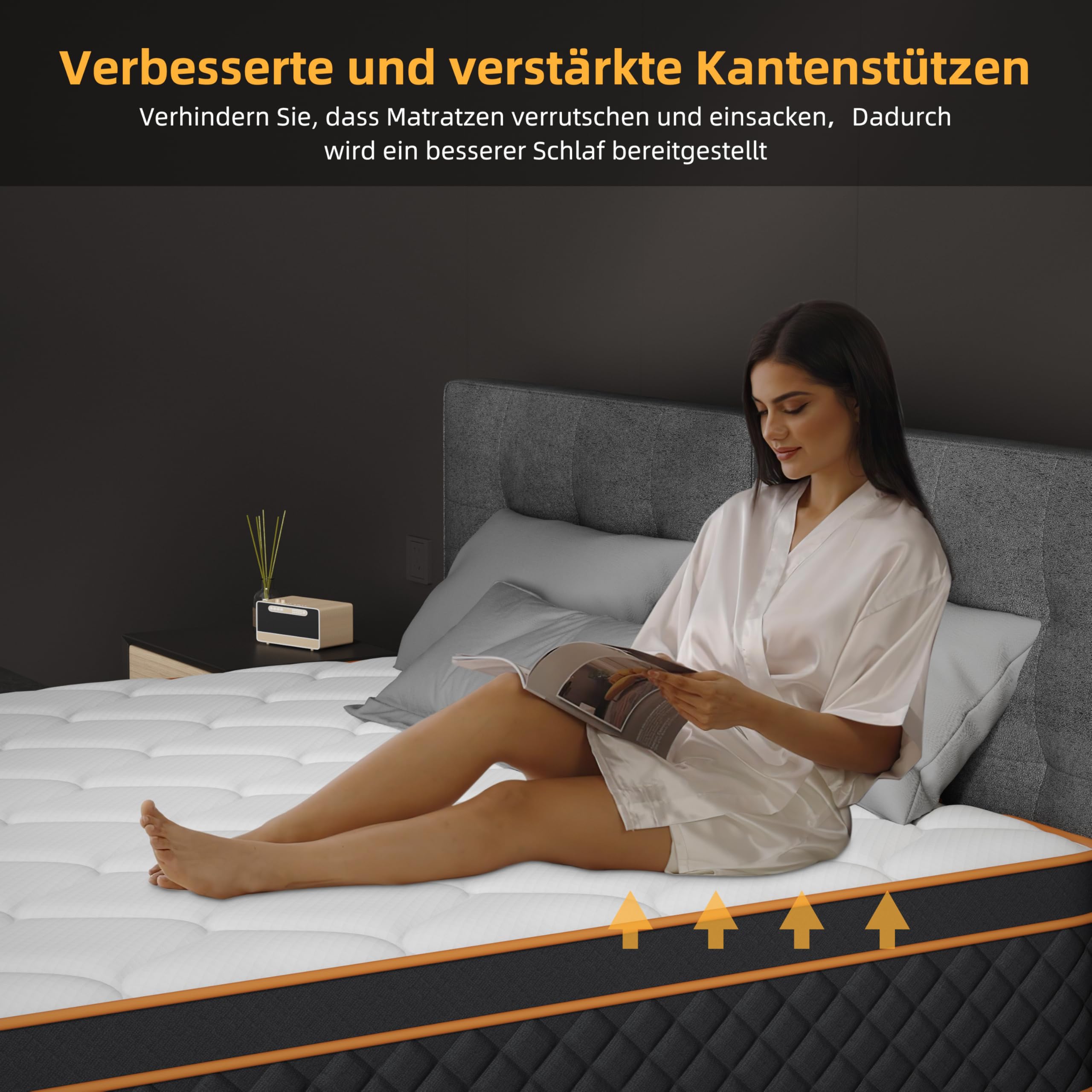 Matratze 140x200 cm, Taschenfederkernmatratze Härtegrad H3 mittelfest,Gewebe mit weicher Oberfläche, Rückenentlastende, Rollmatratze Höhe 25cm (140×200cm)