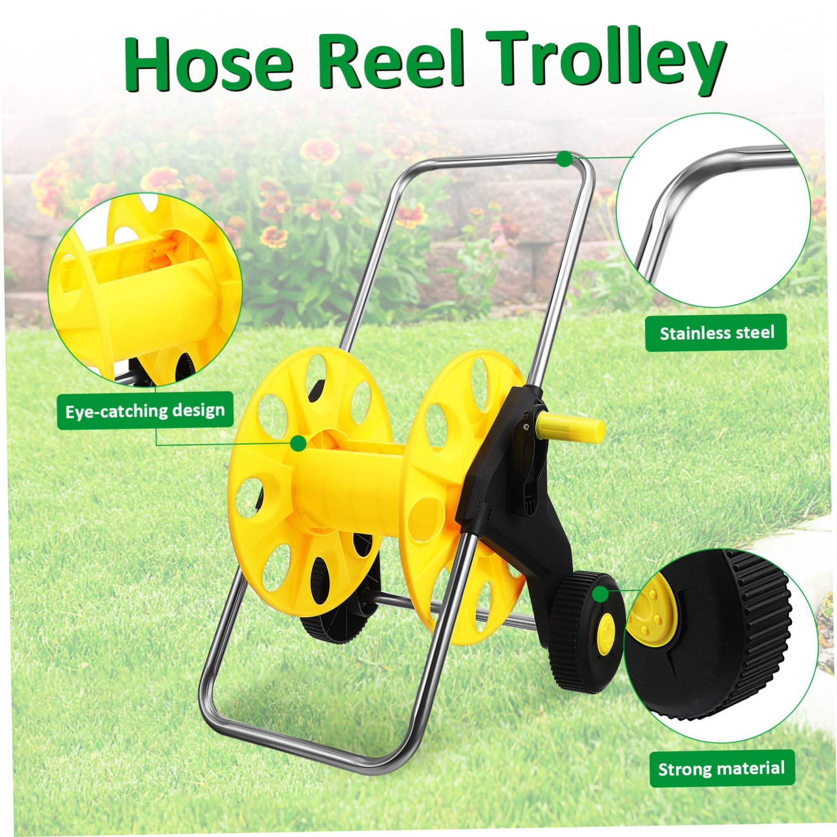BESPORTBLE Scaffale Per Tubi Carrello Avvolgitubo Acqua Stoccaggio Del Tubo Da Giardino Carrello Avvolgitubo Da Giardino Avvolgitubo Da Giardino Su Ruote Yellow Plastica Pp