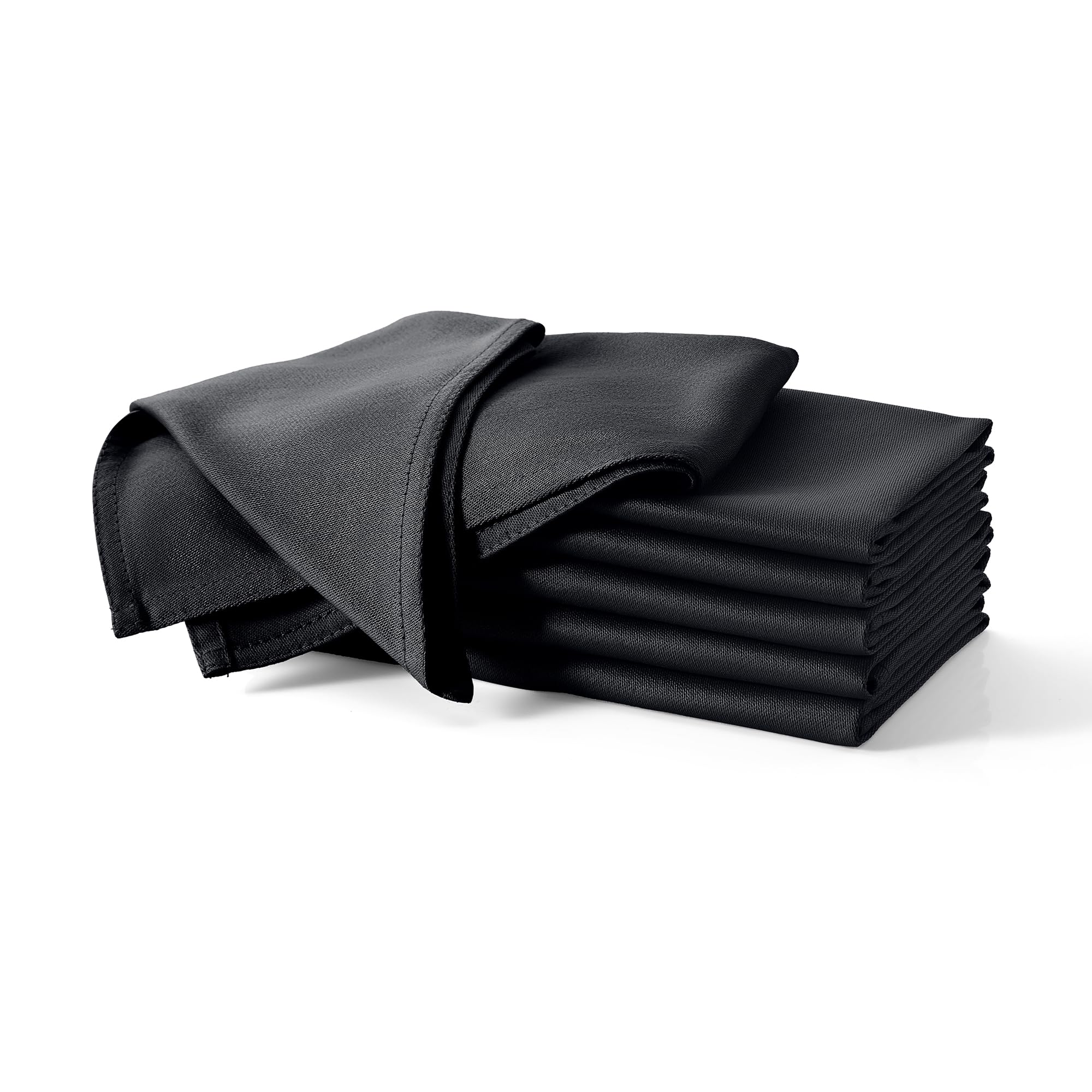 Lot de 12 serviettes en tissu avec instructions de pliage en coton de qualité supérieure - 40 x 40 cm (noir)