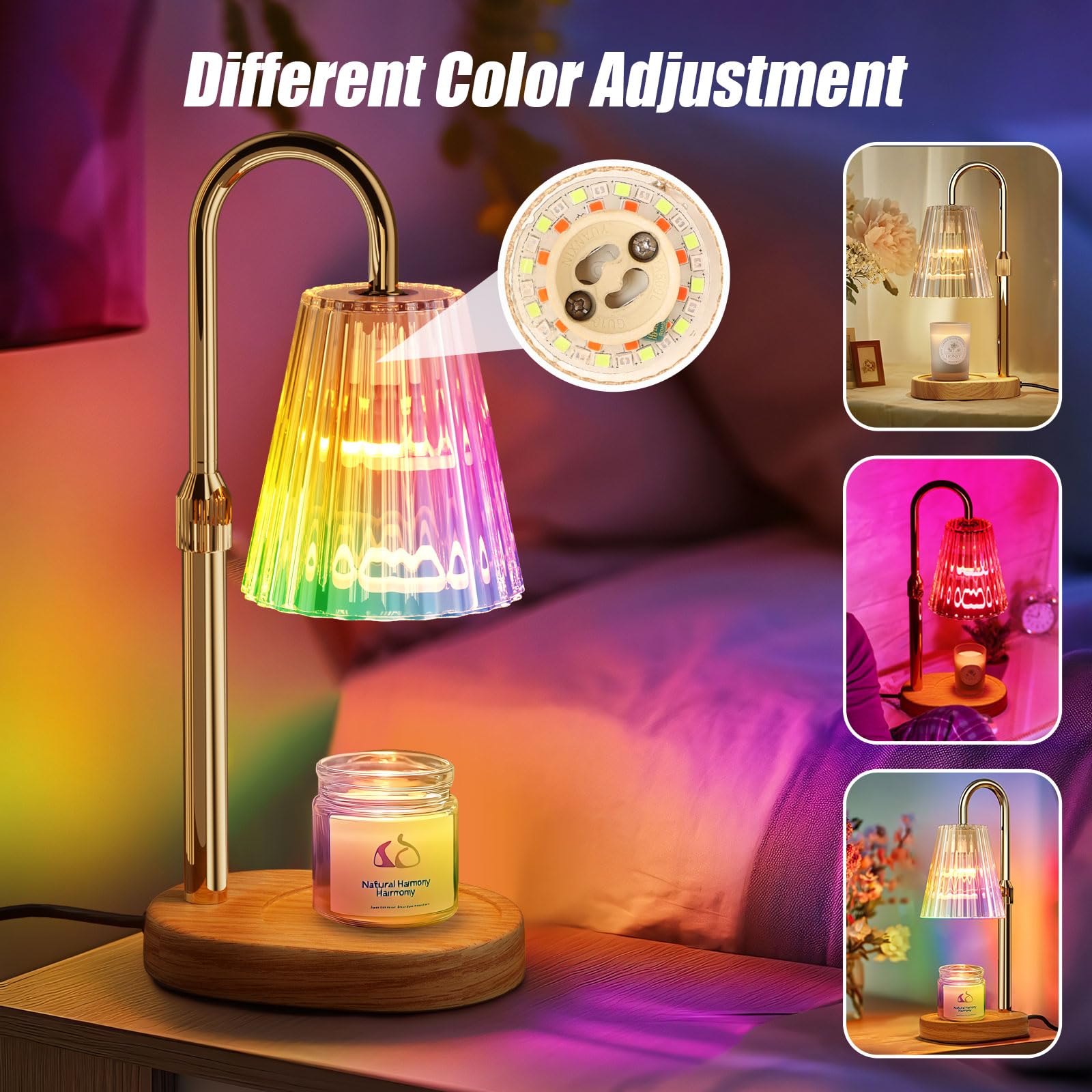 Candle Warmer Lámpara Calienta Velas, Lámpara Perfumada con Temporizador y Regulador de Intensidad, Lámpara Calienta Velas Eléctrica para Velas Perfumadas Para la Decoración del Hogar Dormitorio, Yoga