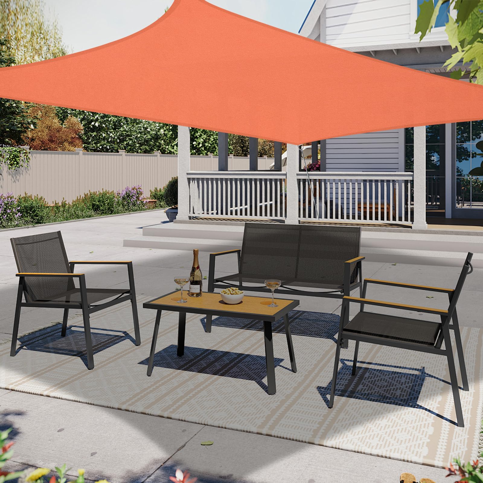 10' x 13' Sun Shade Sail, Rectangle Waterproof Canopy Awning UV Block Sunshade for Outdoor Patio Garden Terrace Backyard Pergola Sunscreen (Terracotta