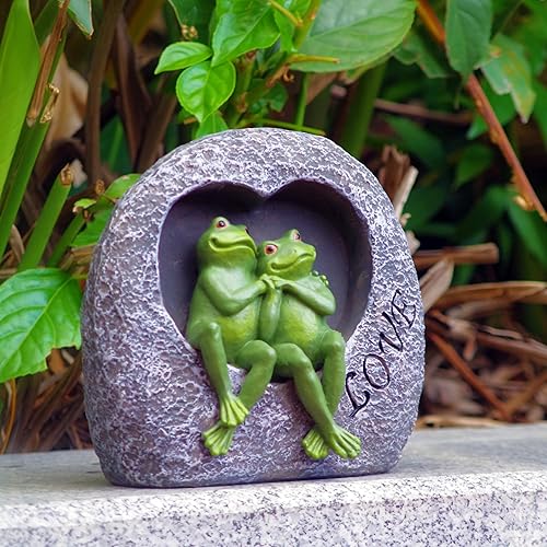 Miniatura 2 de MeritMode Estatua de rana de jardín para exteriores, resina impermeable, ranas felices para el hogar, jardín, patio, rana, regalo para padres,