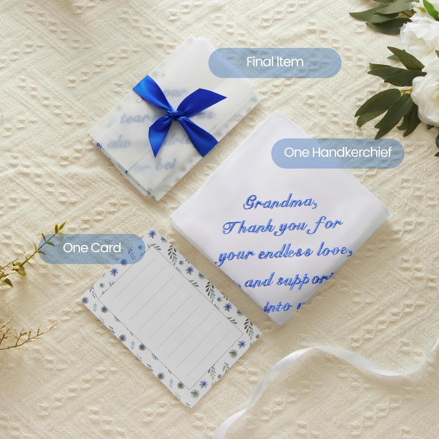 Wedding Handkerchief - Something Blue for Bride on Wedding Day - Bridal Weddings Hankie - Image 2