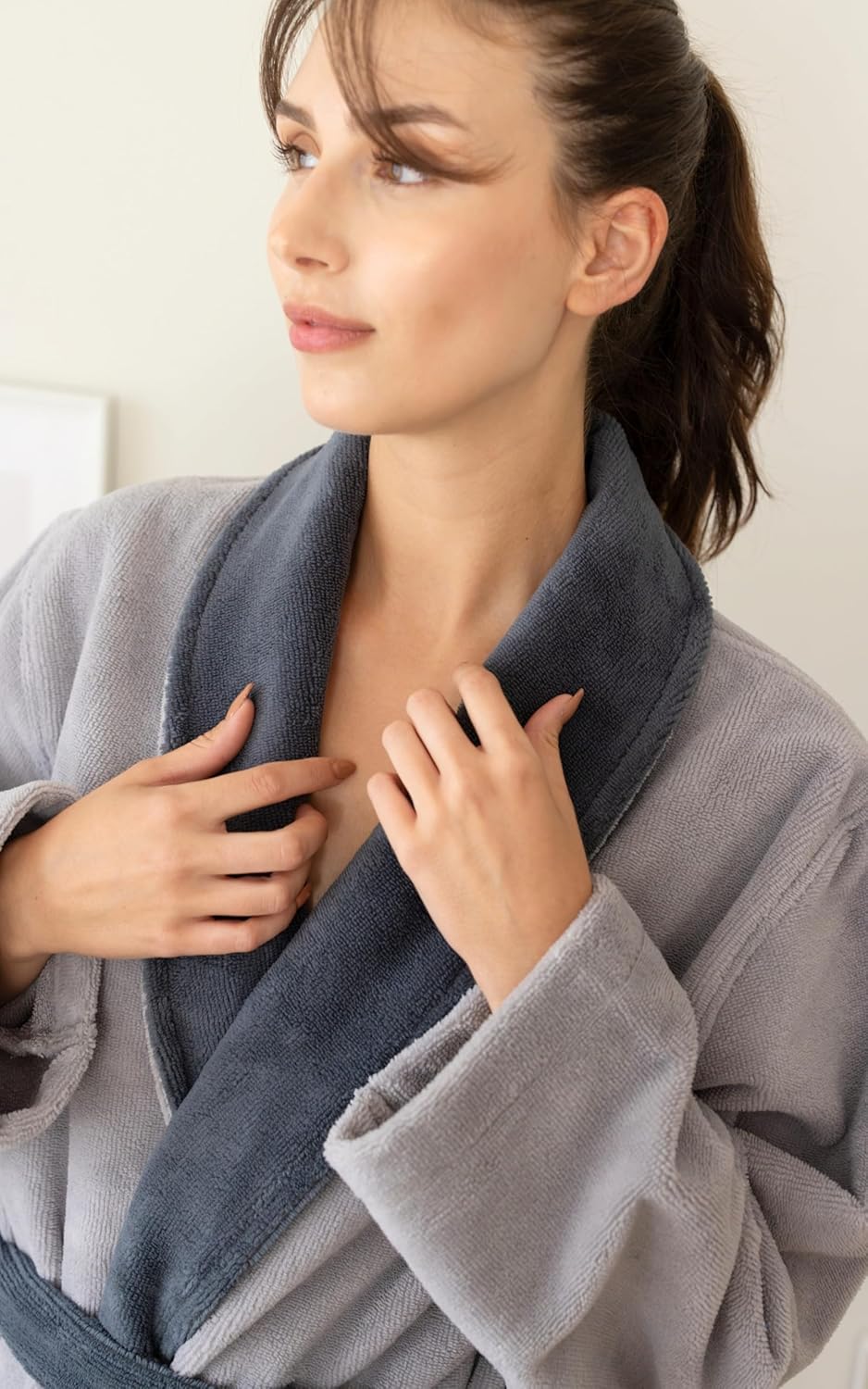 Luxury Two-Tone Robe for Womens & Mens | Premium Turkish Cotton Terry Cloth Bath Robes, Elegant Housecoats