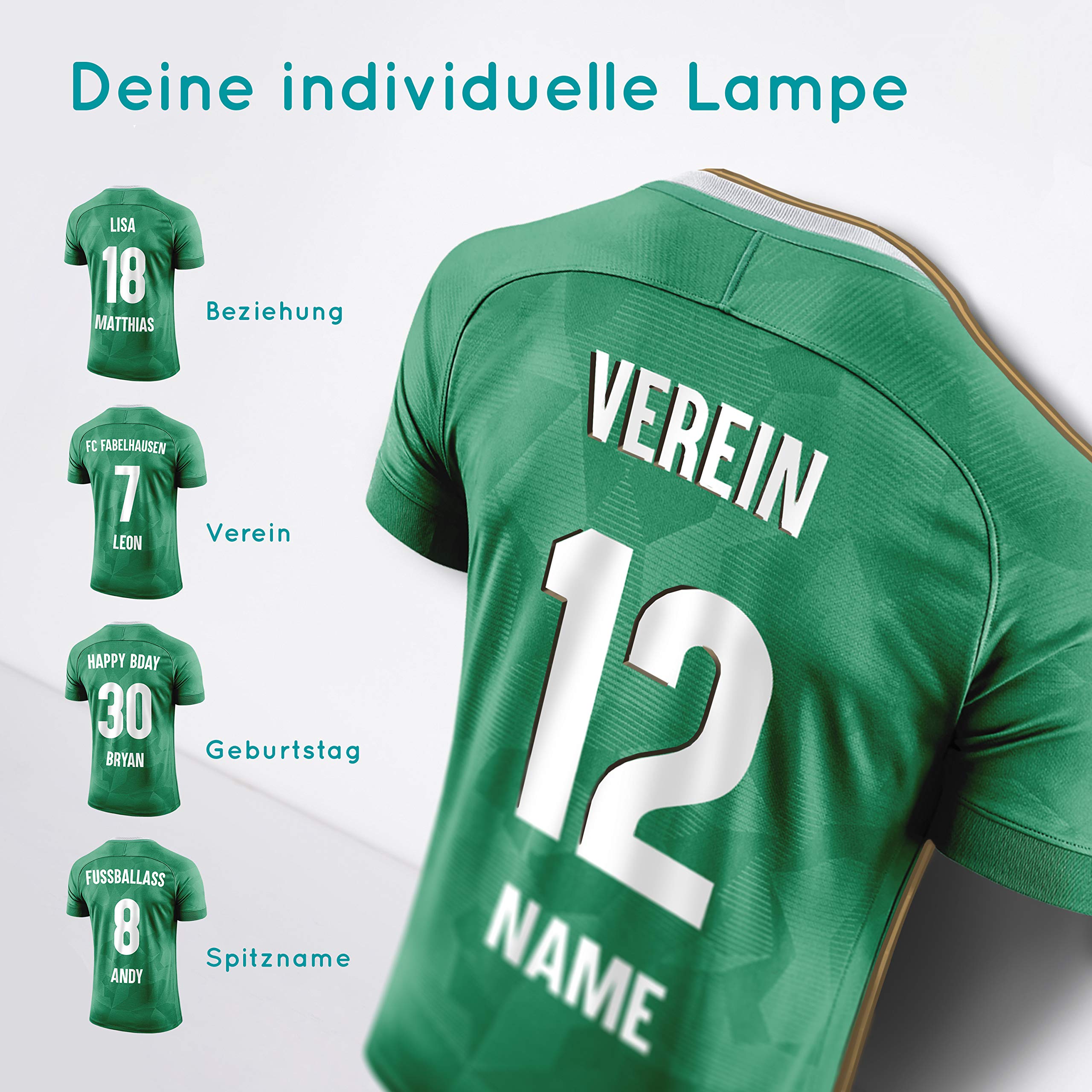 Elbeffekt Trikotlampe für Wetzlar Fans aus Holz - personalisierbares Geschenk - schenke Dein individuellen Wetzlar Fanartikel aus Echtholz