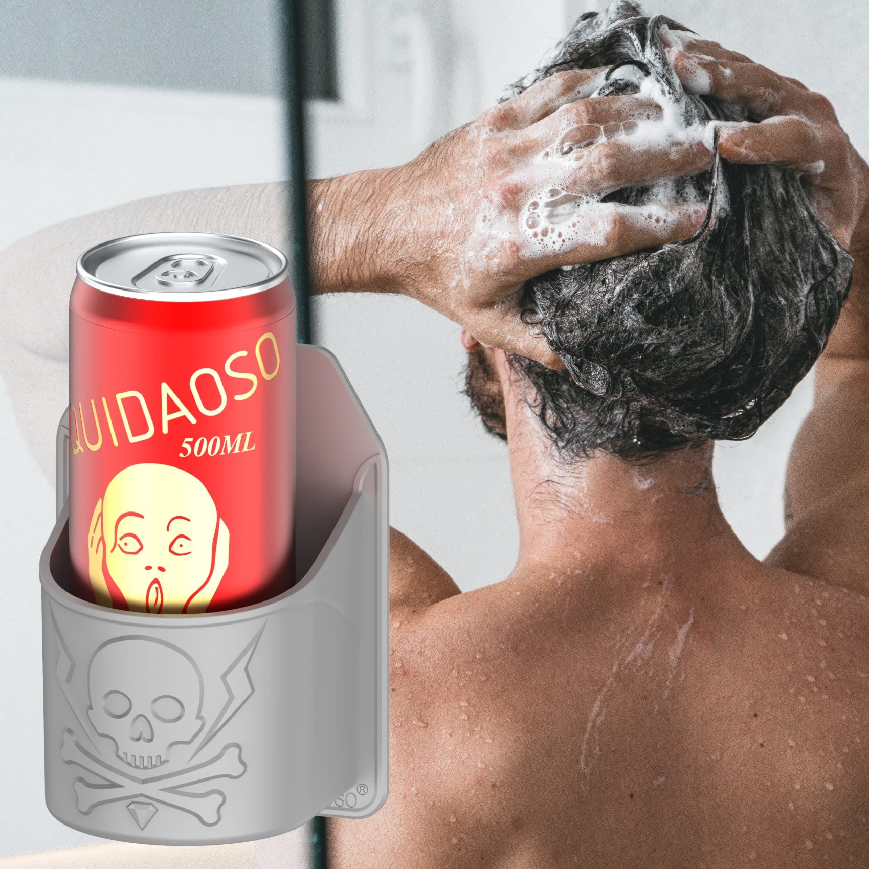 Soporte para botellas de cerveza/lata/bebida/vino para ducha, soporte para taza de pared, accesorios de cerveza, regalos divertidos de cumpleaños (01gris) 7