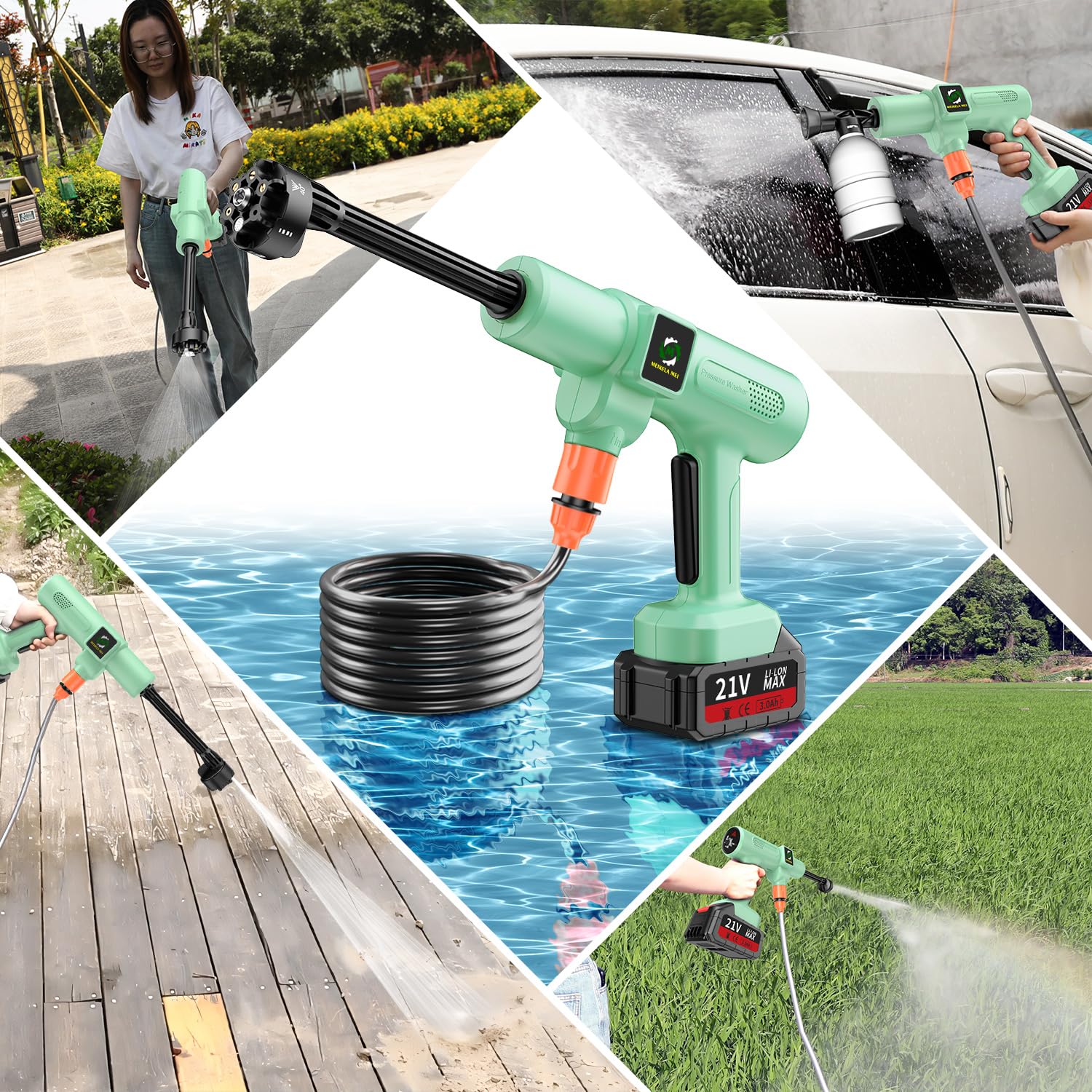 Mini Idropulitrice Portatile Idropulitrice Portatile A Batteria HYDROSTREAM - Pressione Regolabile, Senza Fili, Per Auto, Giardino E Pulizie Esterne