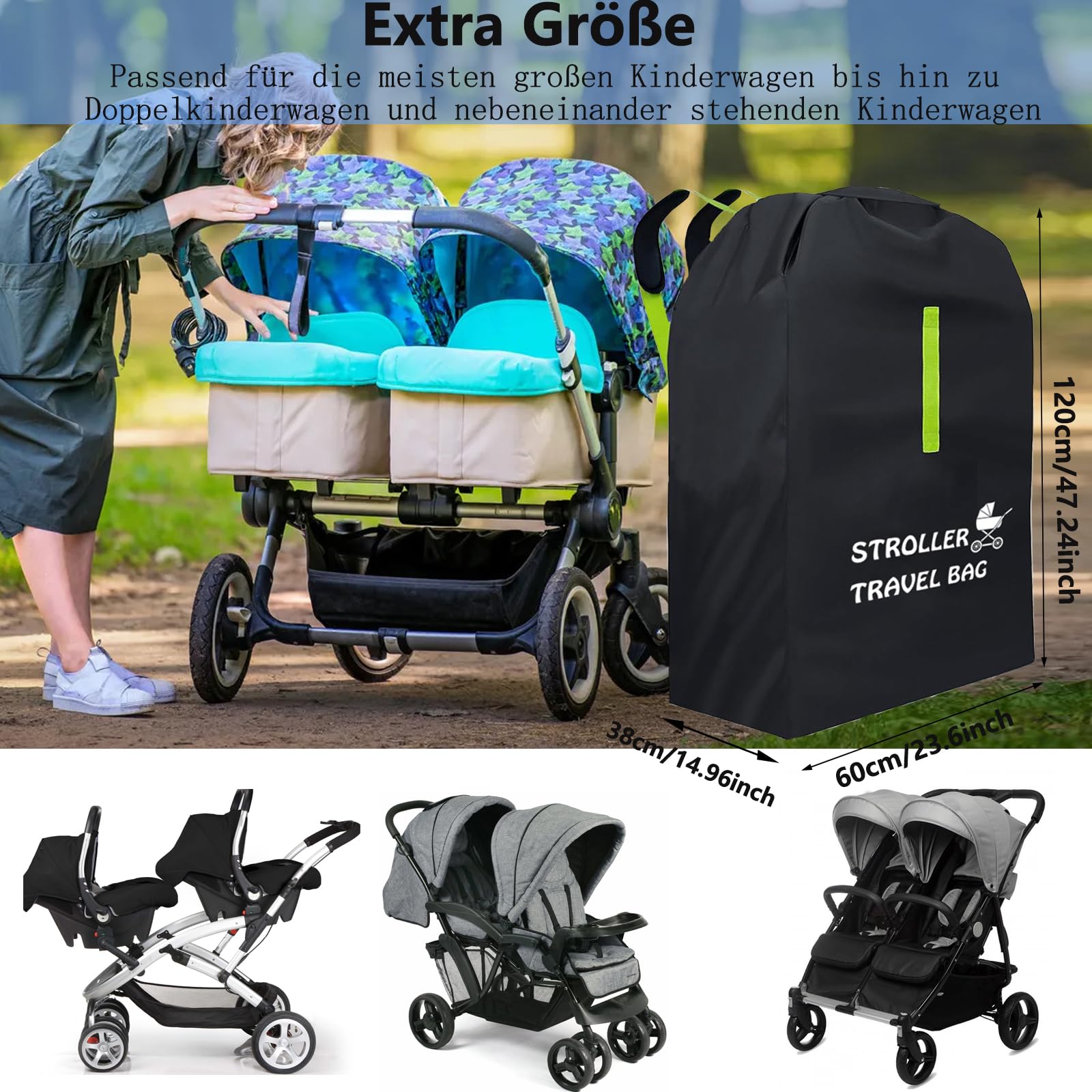 Gate Check - Étanche sac robuste pour poussette - Housse de protection - Sac à bandoulière