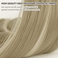 Vista 56 de BARSDAR Extensión de Cola de Caballo Trenzada de 30 Pulgadas de Largo - Extensiones de Cabello de Cola de Caballo Trenzada Rubia Recta Envolvente