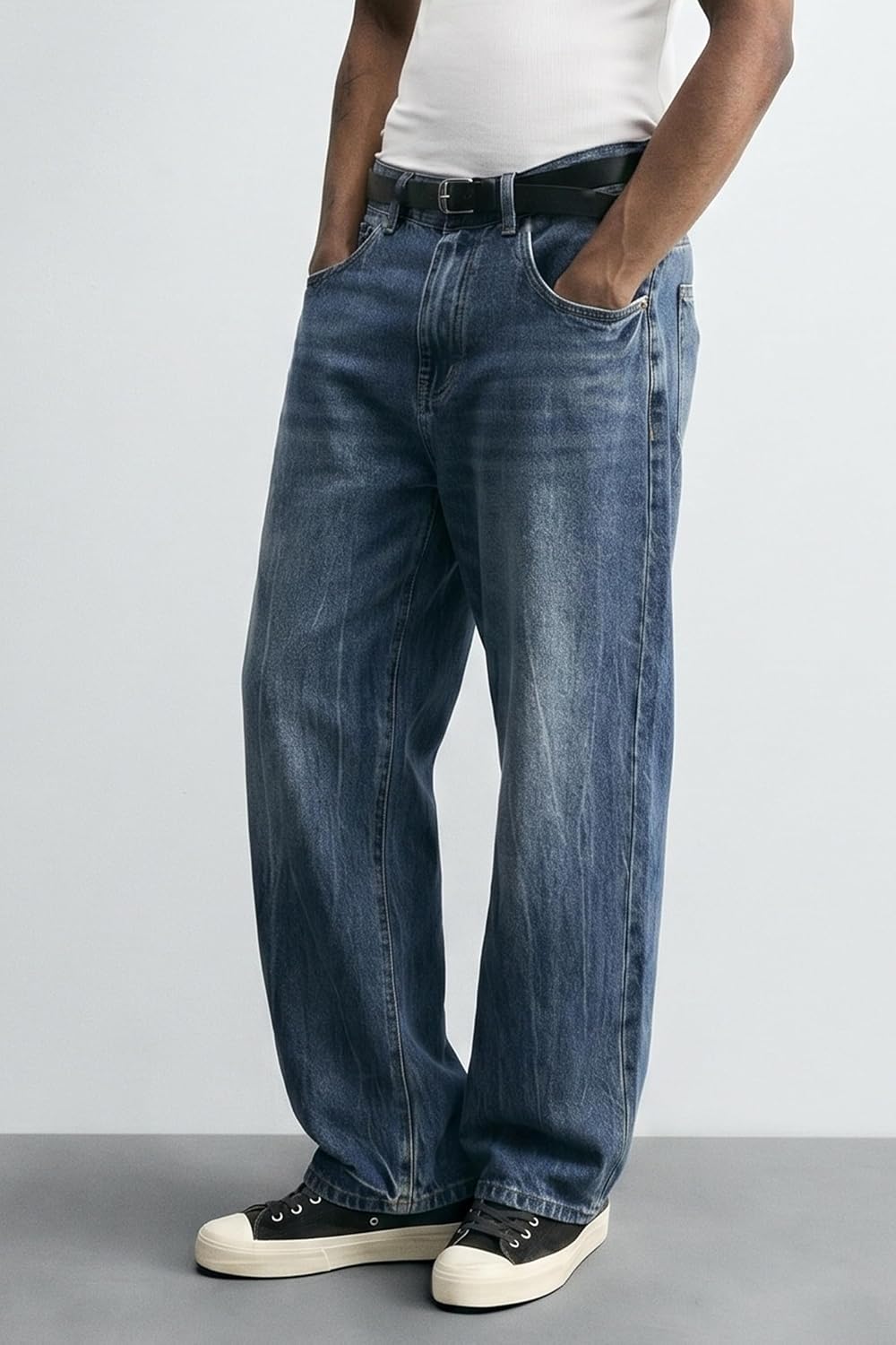 Men's Super Baggy Jeans - Loose Fit Wide Leg Vintage Denim Pants Casual Everyday Trousers for Daily Work All Season Wear