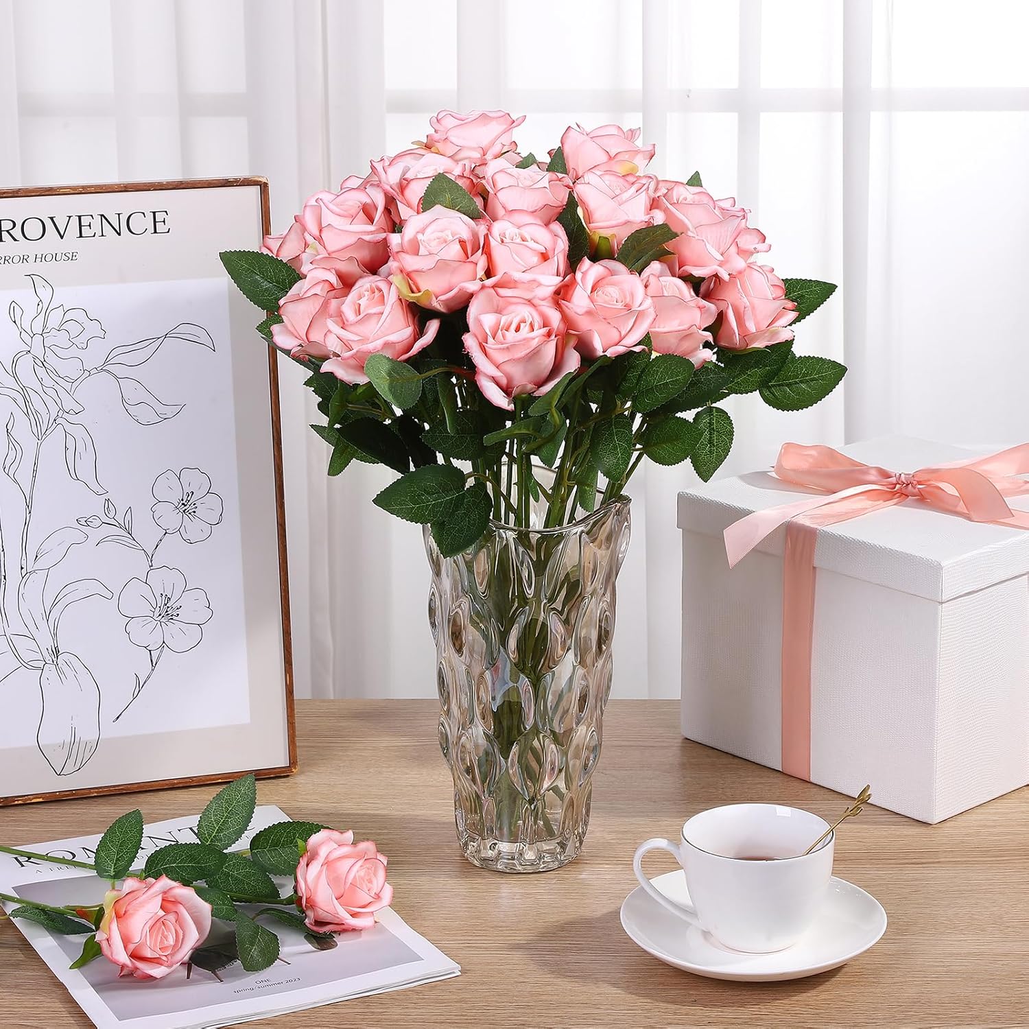 150 Pcs Roses Artificial Flowers, Silk Light Pink Artificial Flowers Petals Long Stem Roses for Wedding Bouquet Home Party Decor - Image 8