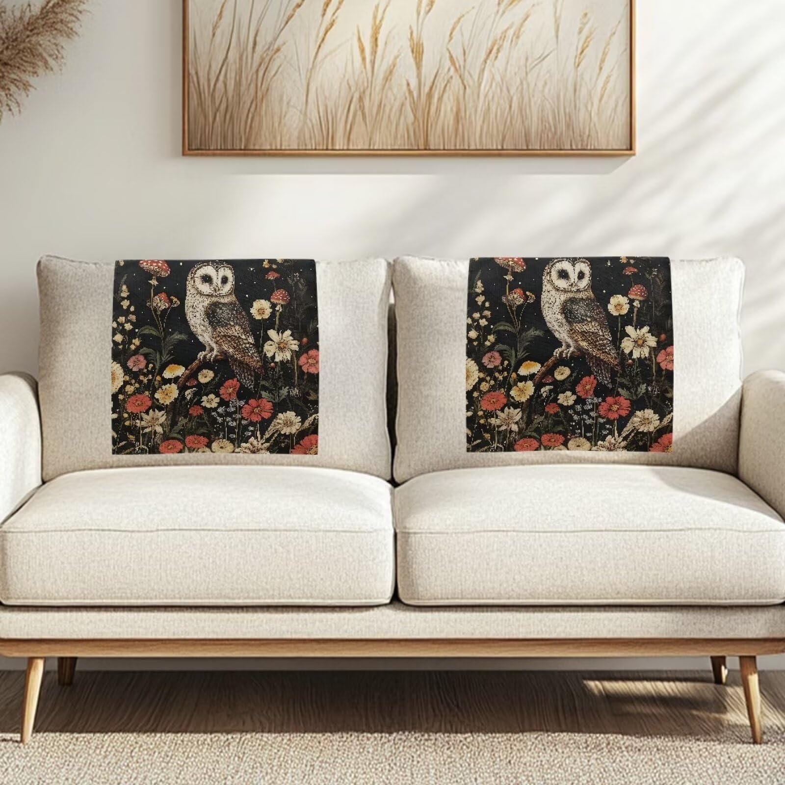 NETILGEN Moon Flower Owl Sofa Recliner Headrest Cover 2 Pack