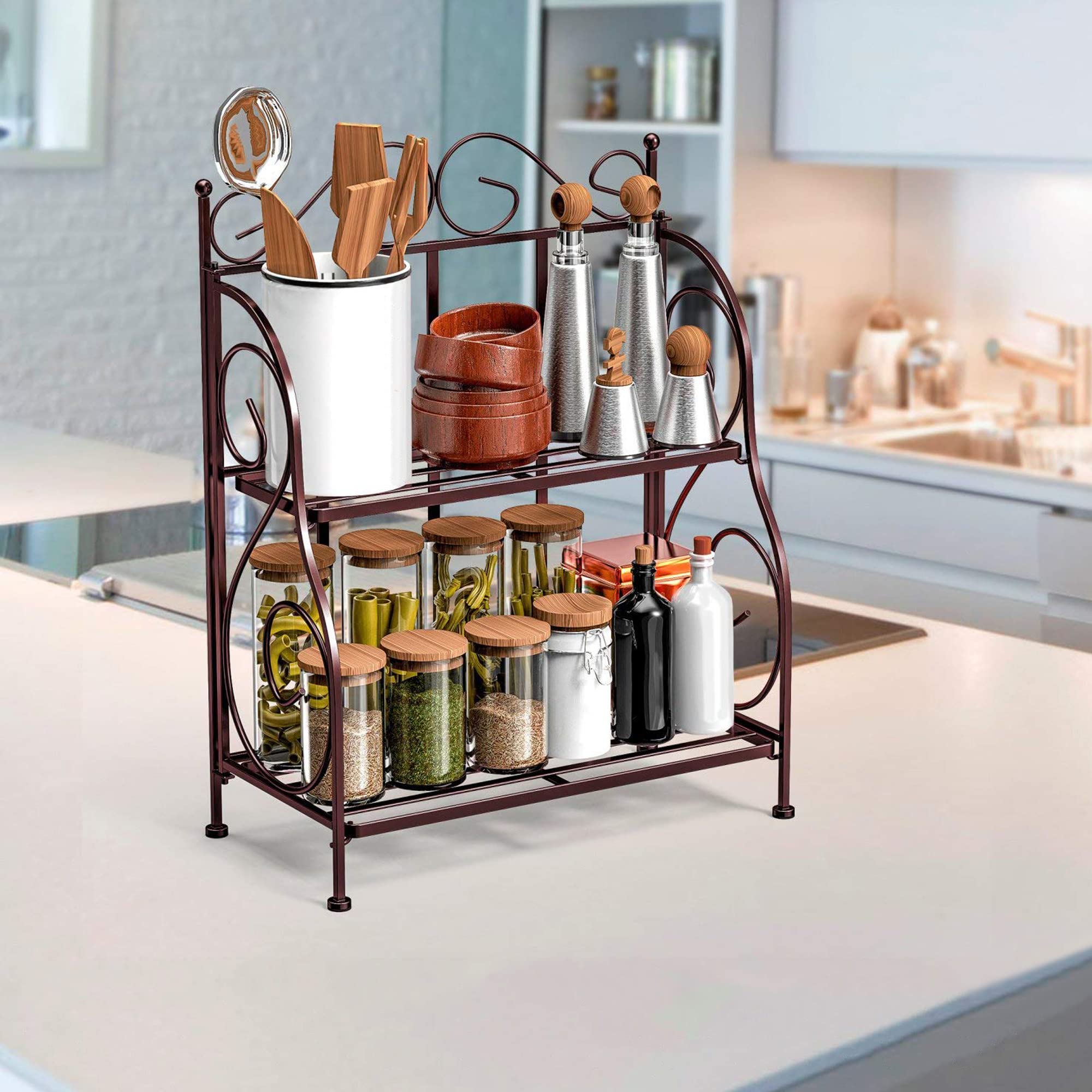 The Rex Artract Iron 2-Tier Kitchen Organizer Spice Rack Kitchen
