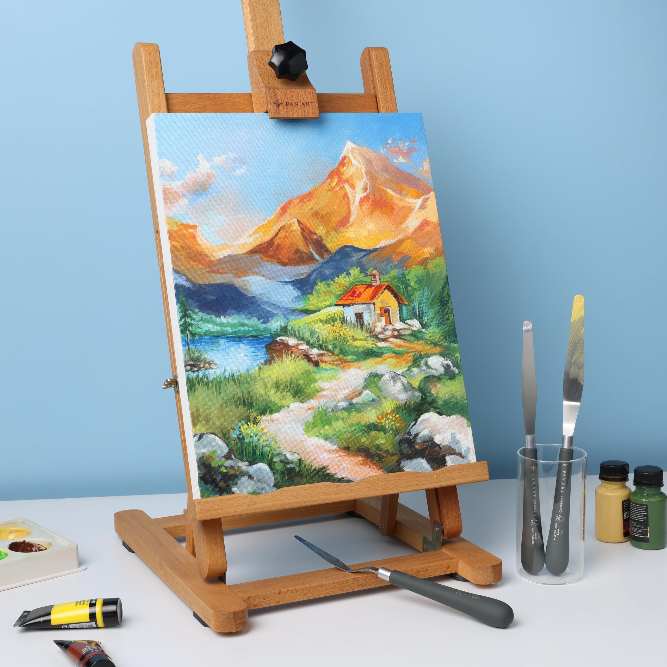 Pan Art Malmesser mit Holzständer – 1 Stück, Braun/Schwarz
