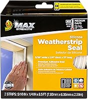 Duck Brand Max Strength Silicone Weatherstrip Seal for Doors & Windows - Self-Adhesive, Seals 1/8-1/4" Gaps, 17 ft White