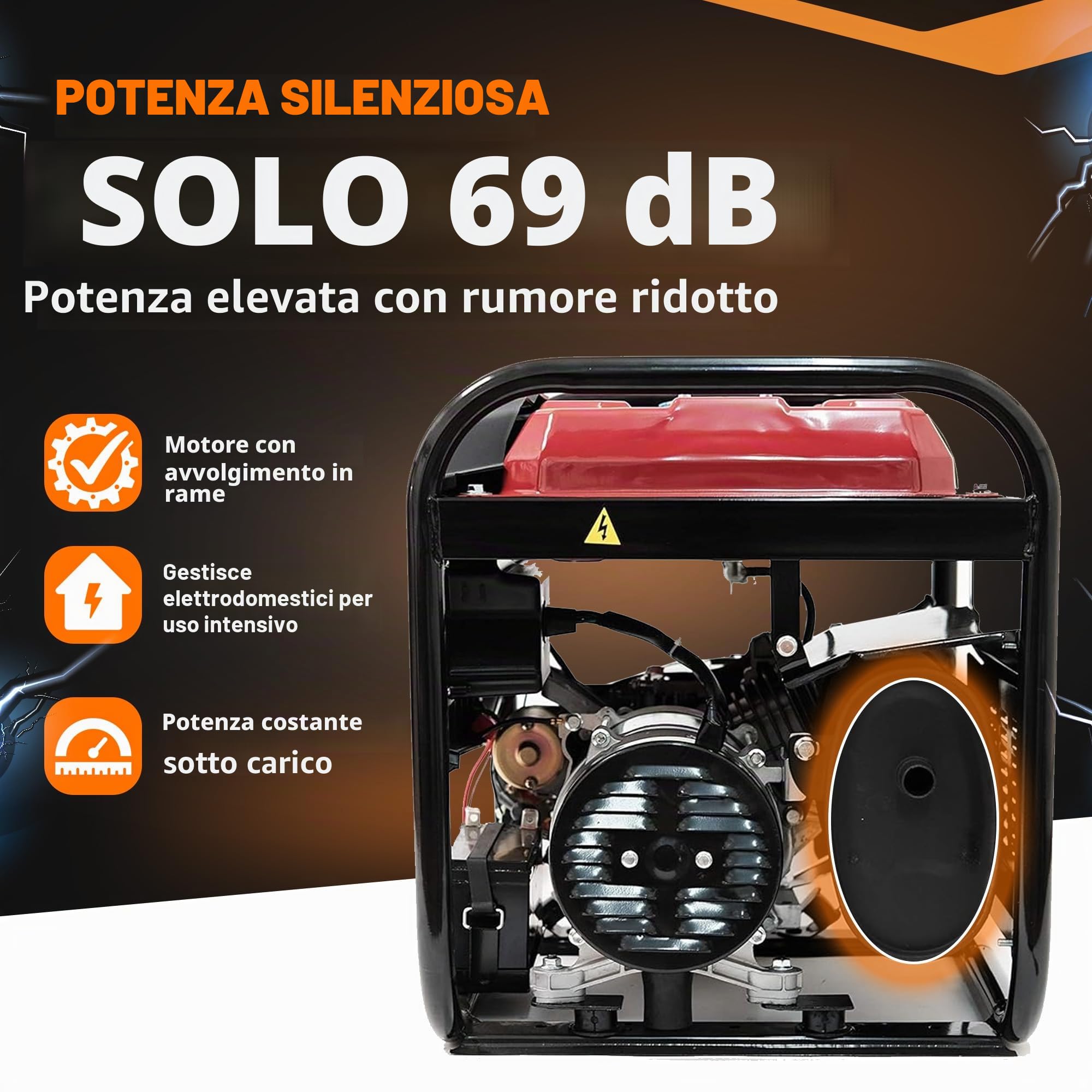 Dealourus T-MAX Generatore di benzina portatile 6000W-E ~ 3,4 KVA 8HP ~ Avvio chiave elettrica silenziosa