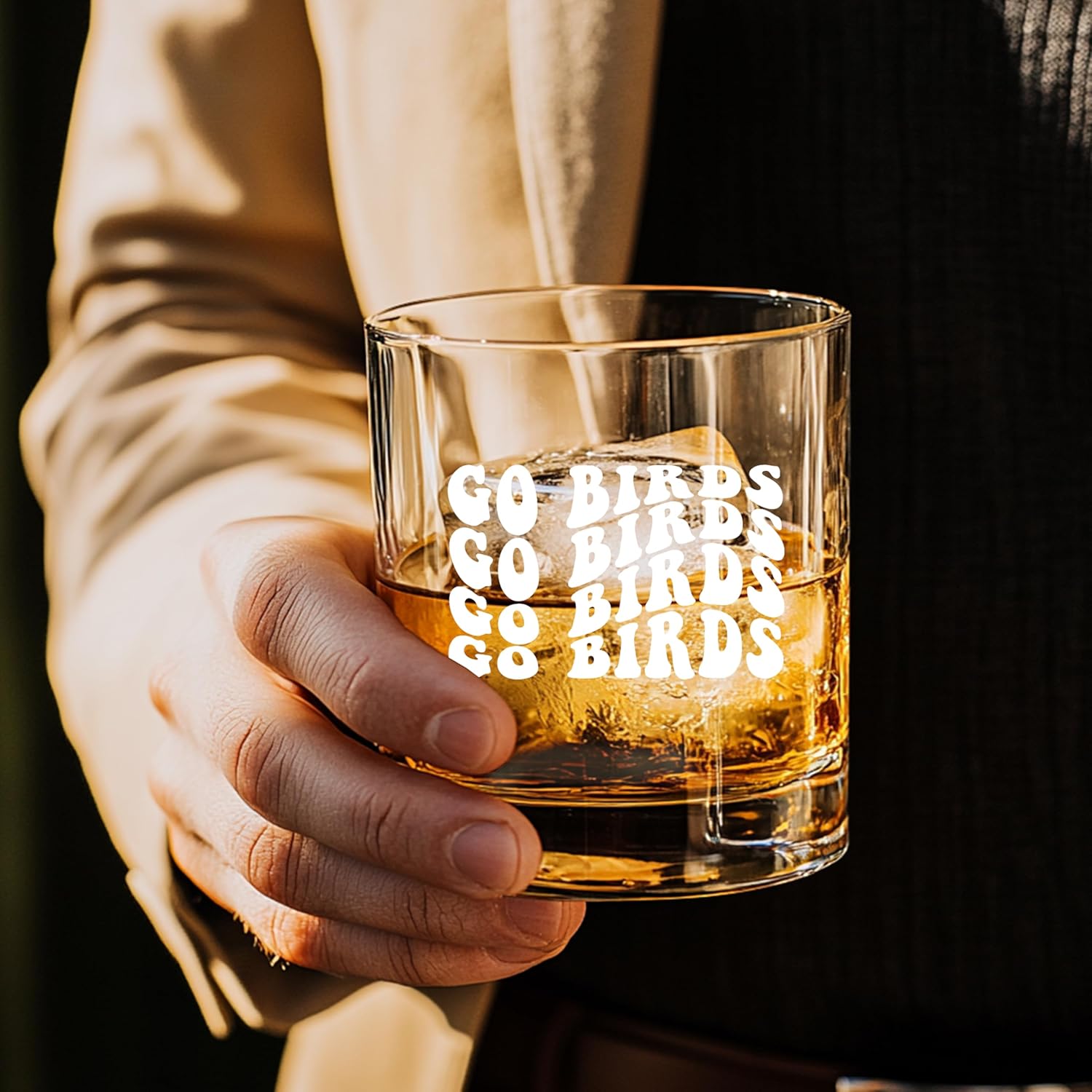 Mancheng-zi Football Gifts Whiskey Glasses 10 oz, Football Fans Lovers Players Coach Gifts, Go Birds Drinking Rocks Glasses for Whisky Cocktail Scotch Bourbon Liquor