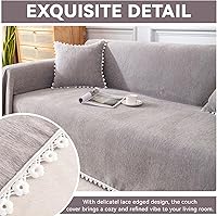 Vista 187 de VClife funda boho de sofá de felpilla para sofá seccional, funda antideslizante para sofá de 2 plazas, protector para mascotas con borlas, funda
