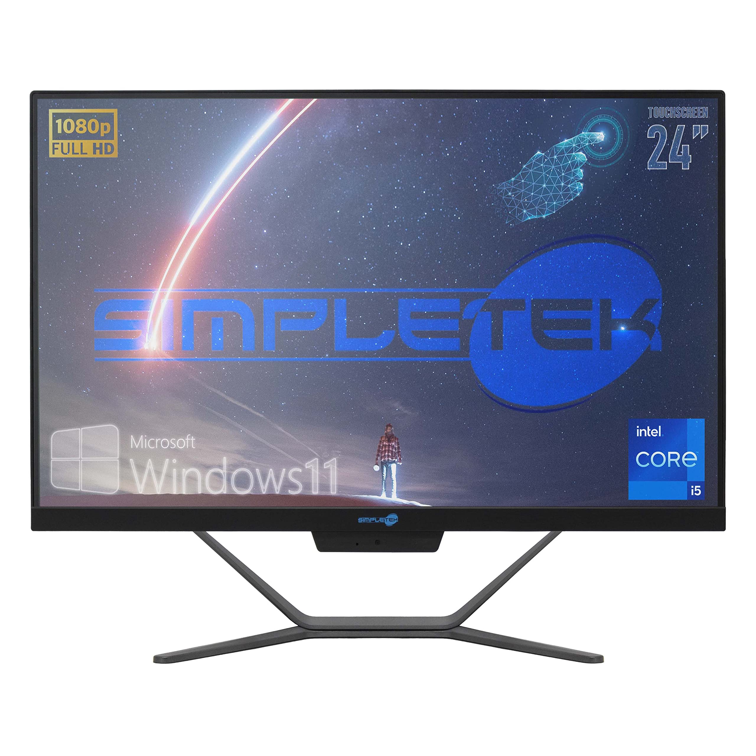 SIMPLETEK PC All in One 24” TouchScreen Full HD Core i5 Fino a 3.20GHz | Windows 11 Pro 16GB RAM SSD 960GB | Webcam integrata WiFi5 Bluetooth 4.2 Desktop Computer Fisso Aio