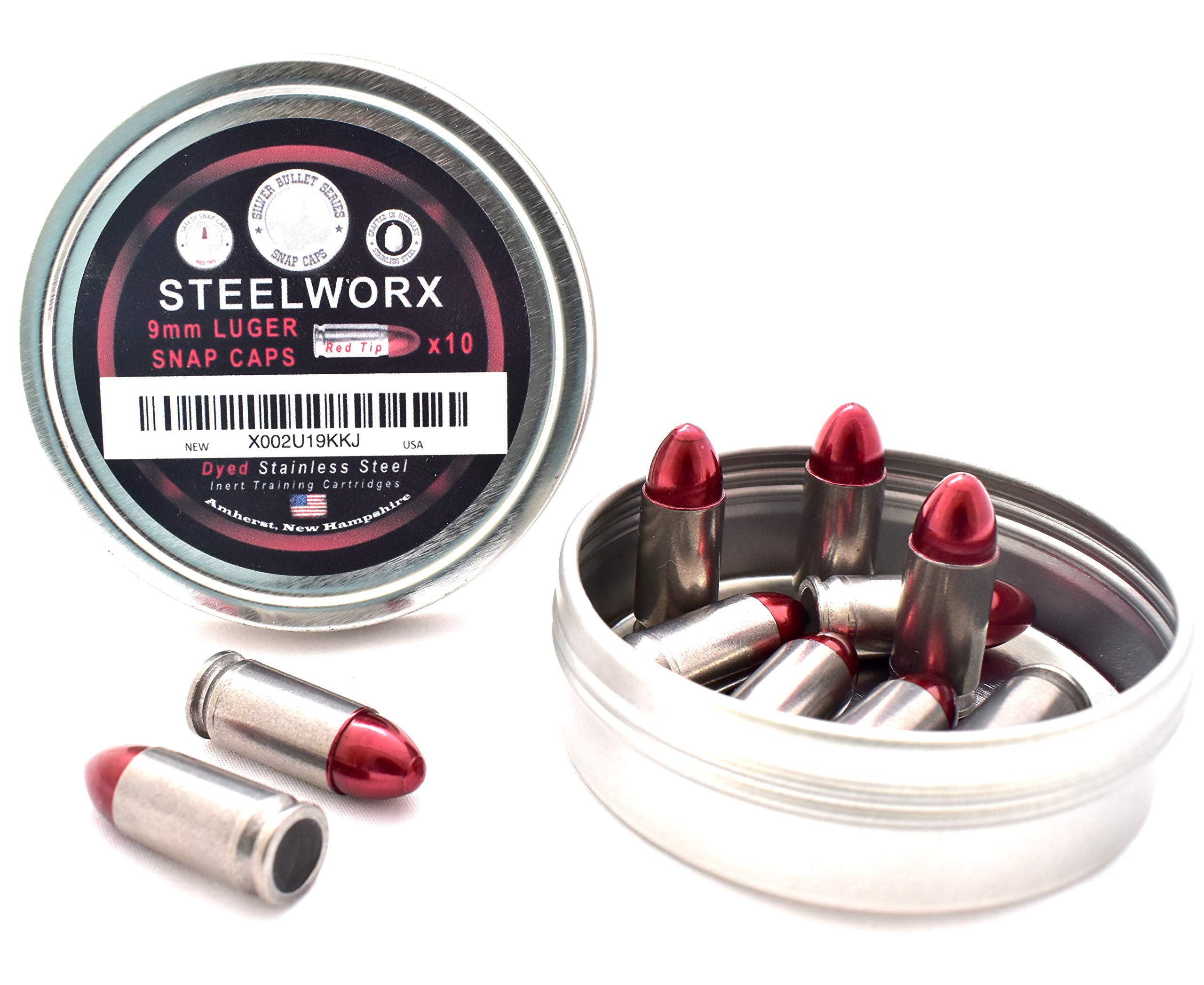 Steelworx 9mm Stainless Steel Snap Caps/Dry Fire Training Rounds