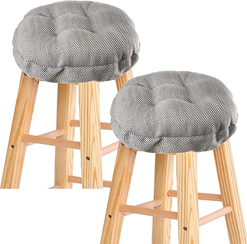 Miniatura 8 de HFCNMY Cojines redondos para taburetes de bar, paquete de 2 fundas de taburete redondas, fundas acolchadas con bandas elásticas, parte inferior