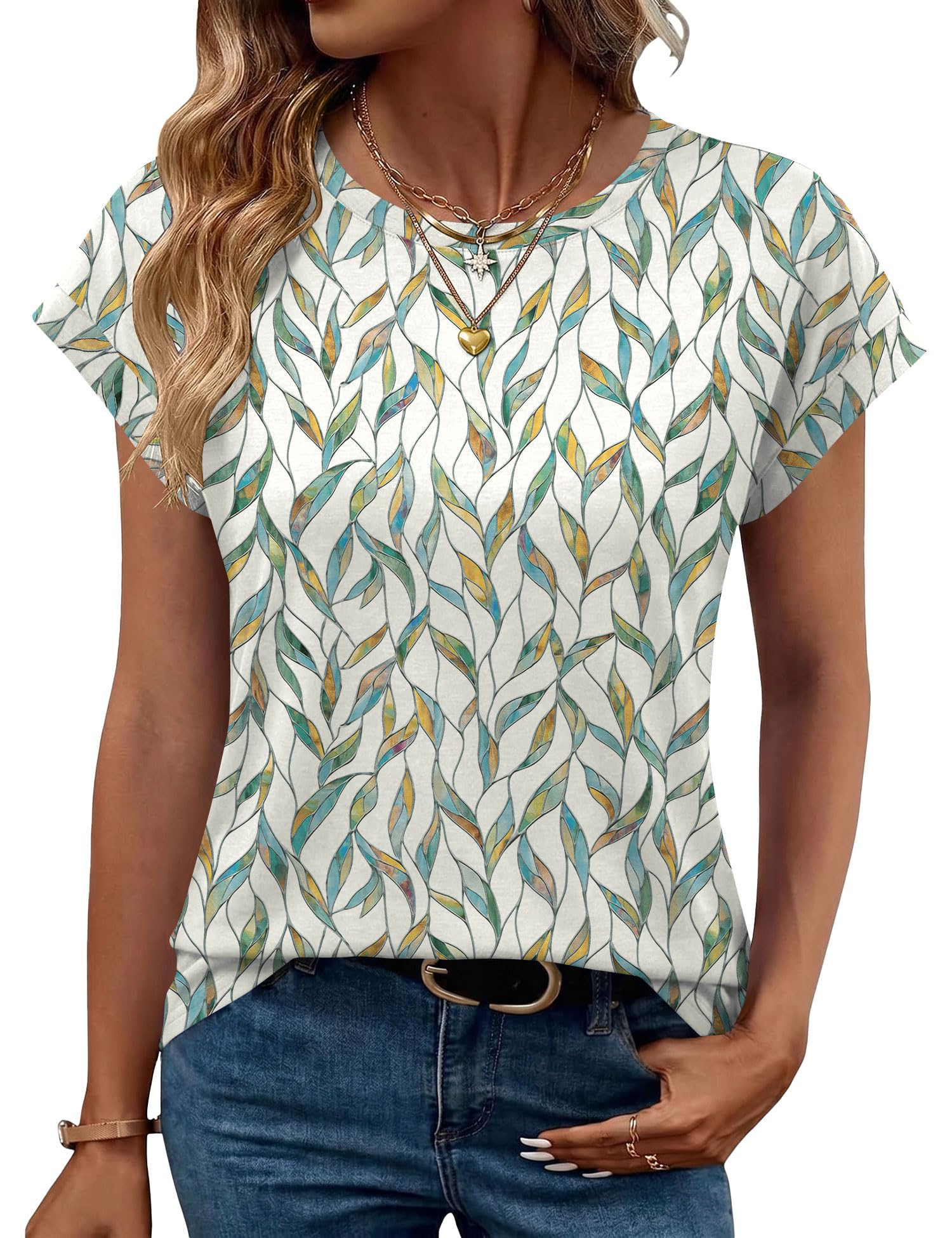 Tisfeer Bluse Damen Coverhülle Rundhalsausschnitt Tunika Sommer Tops | Elegant Casual Business Oberteile Shirt Loose Fit Tunika