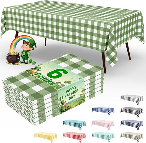 Miniatura 68 de misaya Paquete de 4 manteles desechables de búfalo, mantel de plástico impermeable de 54 x 108 pulgadas, manteles rectangulares a cuadros azules y