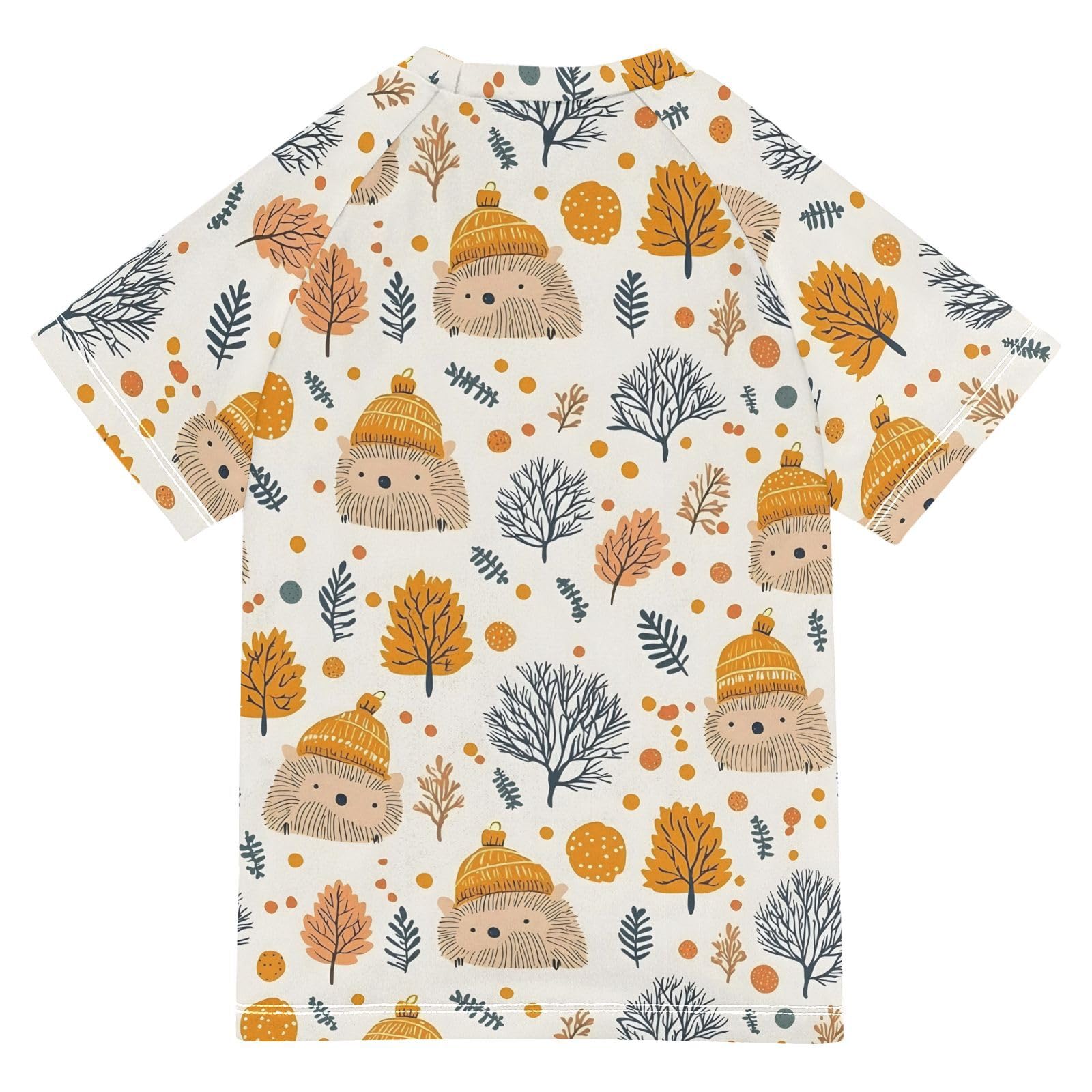 ALAZA Kids Rash Guard Boys Toddler Swim Shirts Short Sleeve Hedgehog Hat UPF 50+ 3T