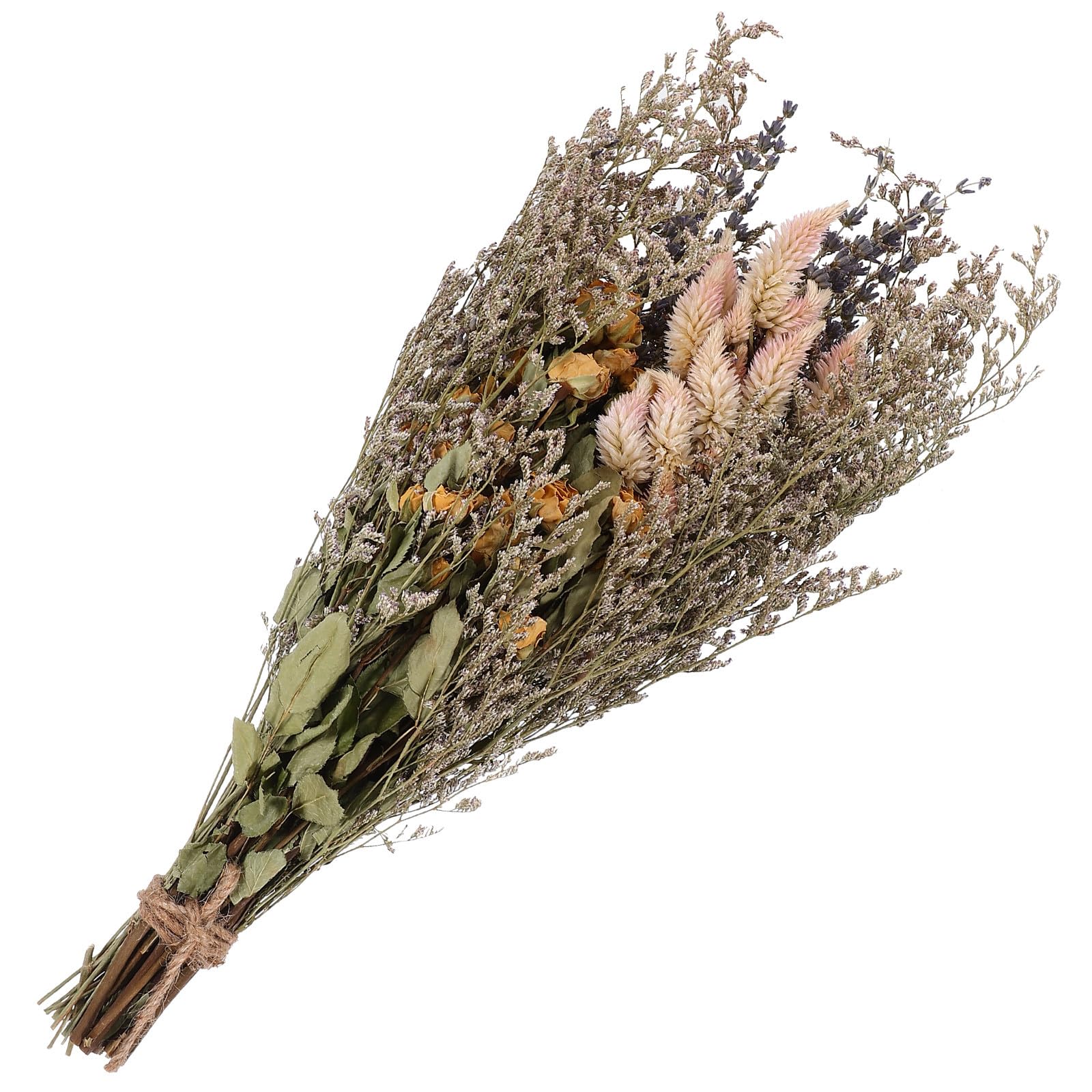 HOMSFOU Flores Secas y Lavanda para Jarrón, Ramo de Rosas Vintage Material Aromático para Decoración del Hogar y Bodas, Manojo Duradero y Ligero