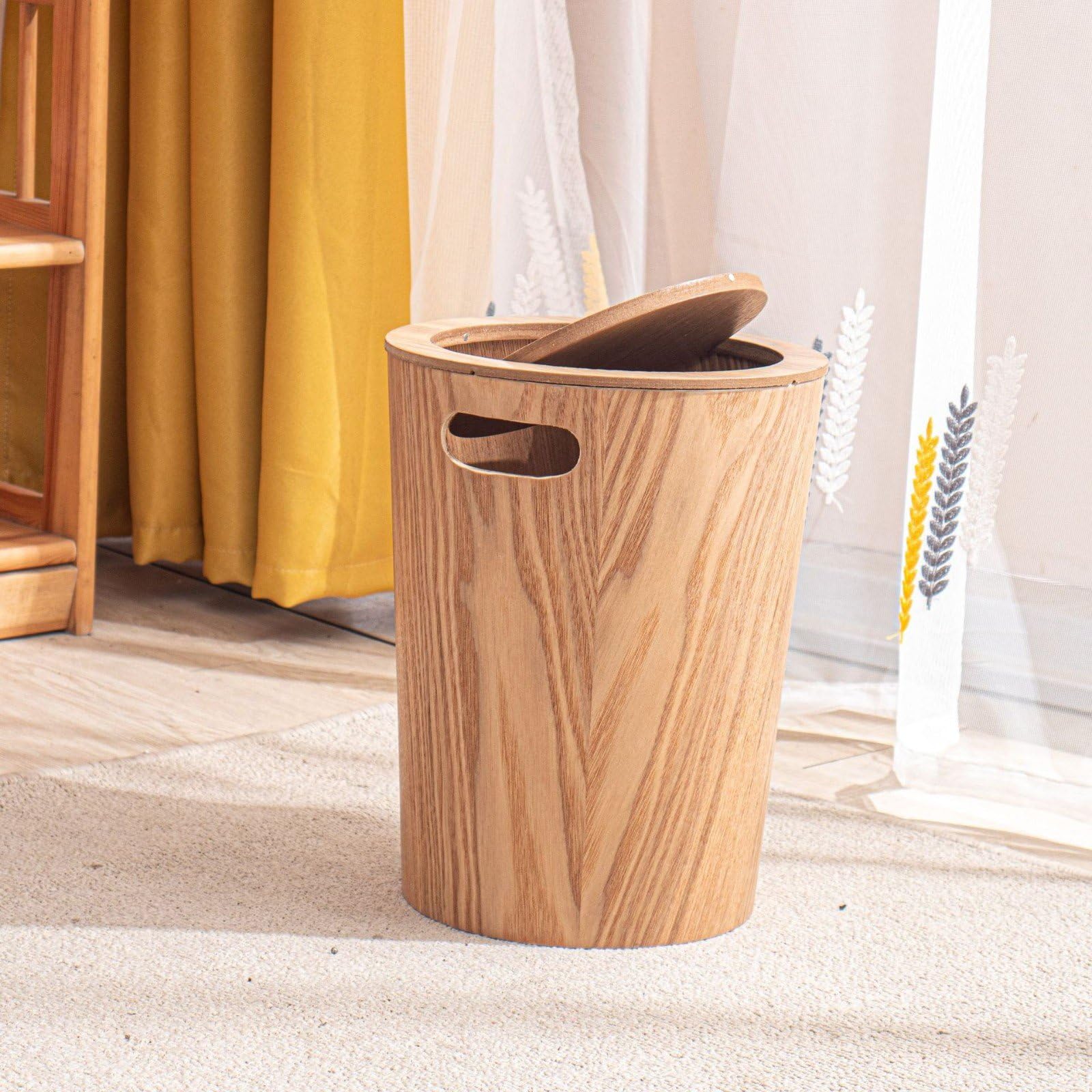 Pattumiera Cucina in Legno con Coperchio Basculante Pattumiera in Legno Cestino Decorativo per Rifiuti Cestino Cucina per Hotel Bagno Ufficio
