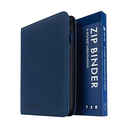 Vault X 9 Pocket Trading Card Zip Binder, 360 Cards, Premium Exo-Tec Album Material, 20 Side-Loading Pages, Folder for Collectible Games, Sports, TCG (Blue) - Blue