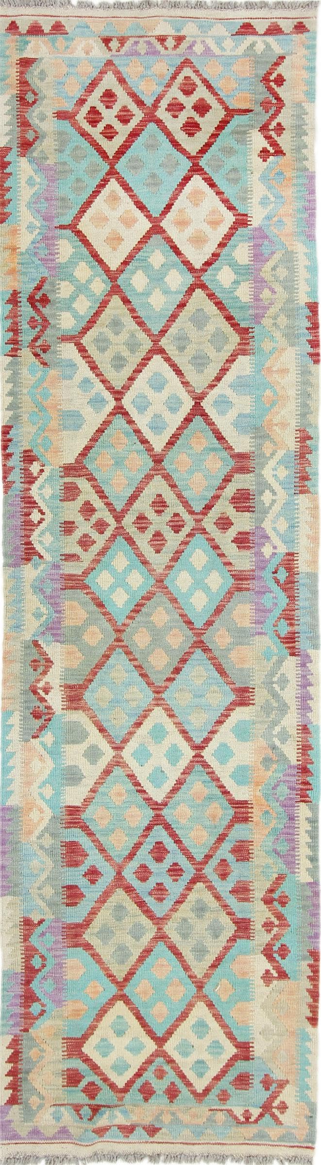 Tapis d'Orient Kilim Afghan tissé main en laine de haute qualité 81x296 cm