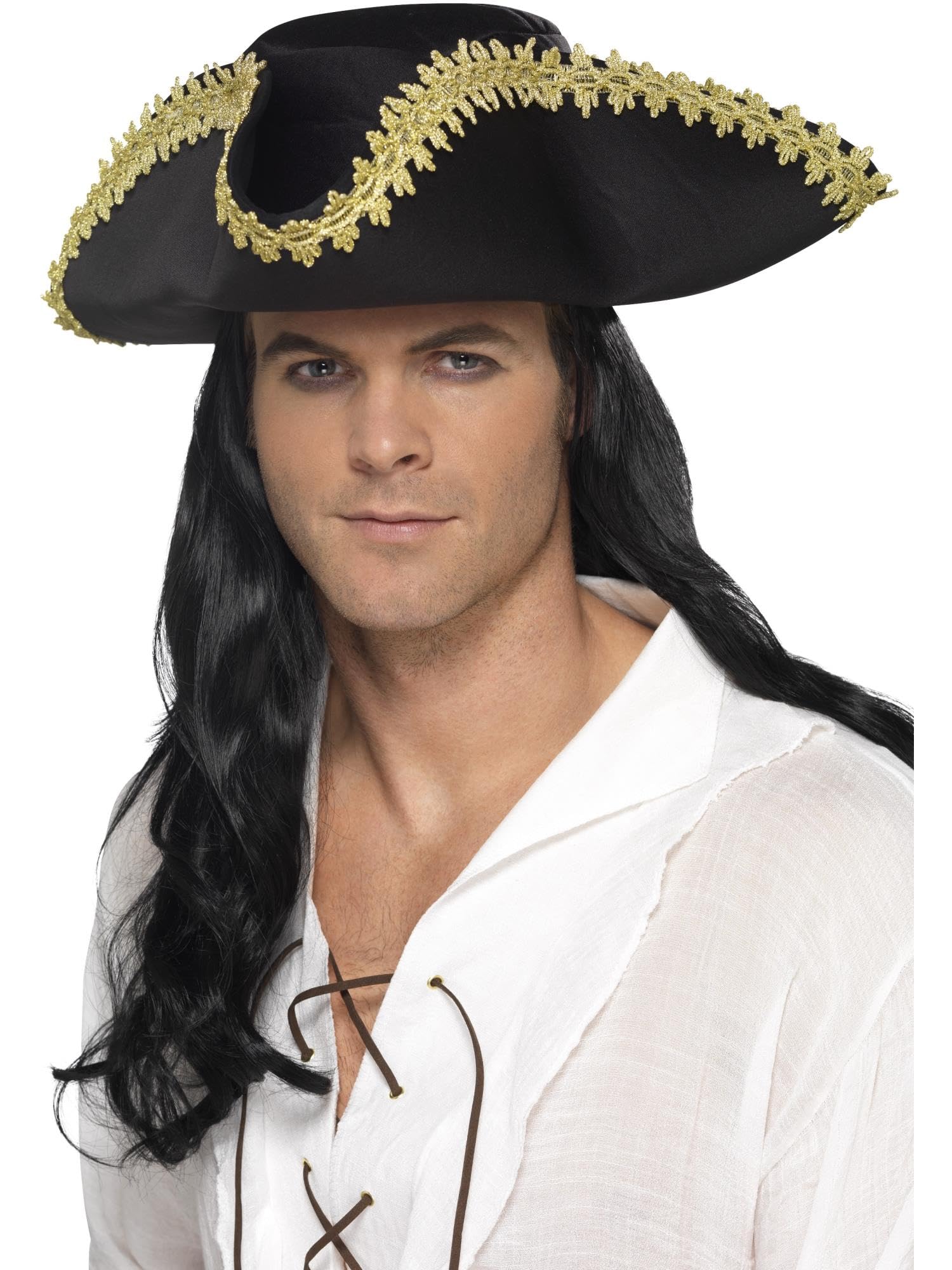 Smiffys Pirate Hat, Black , Pirate Fancy Dress, Pirate Dress Up Hats