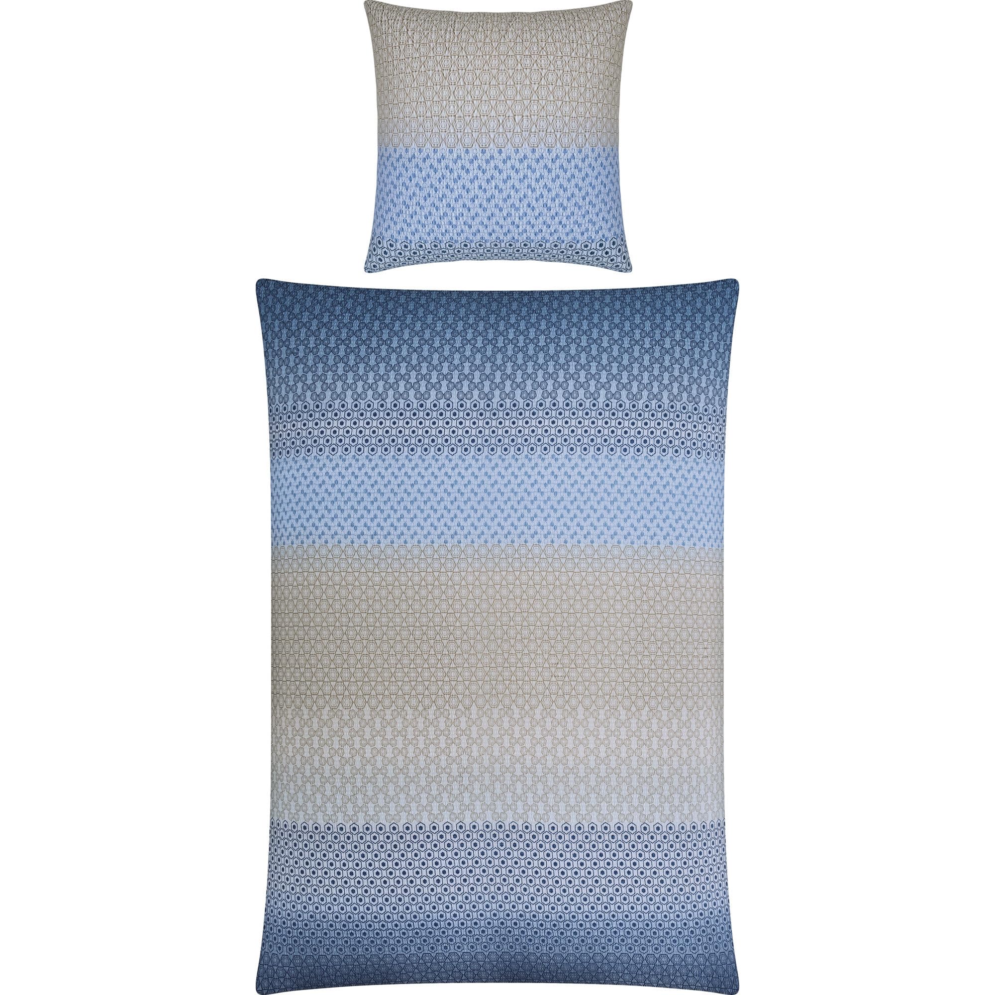 REDBEST Bettwäsche Seersucker blau-beige Größe 1x 155x220 cm + 1x 80x80 cm