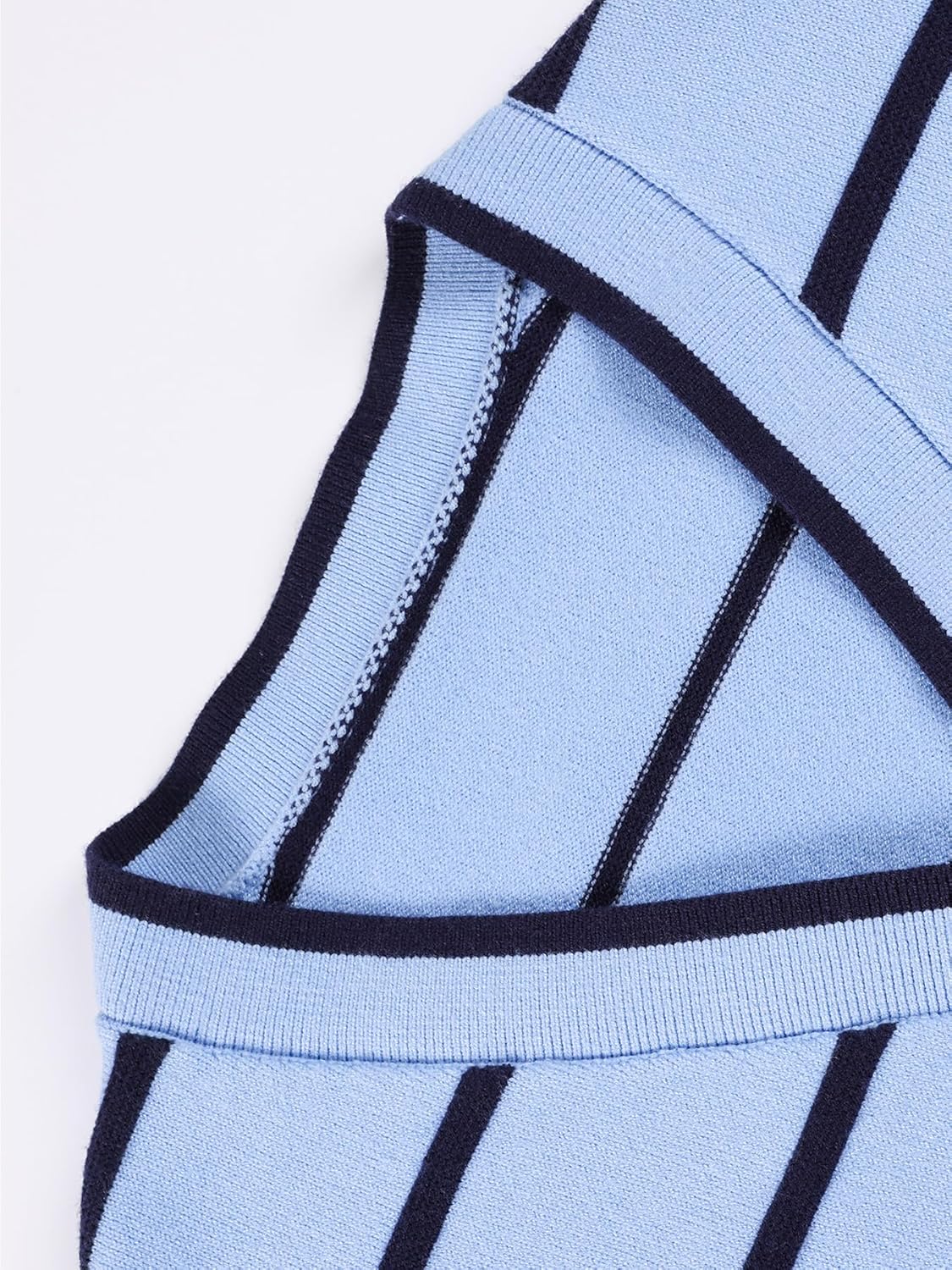 Girls Striped Cardigan Sweater Light Blue with Navy Stripes Button-Down V-Neck Knit Cardigan for Girls 6-16Y