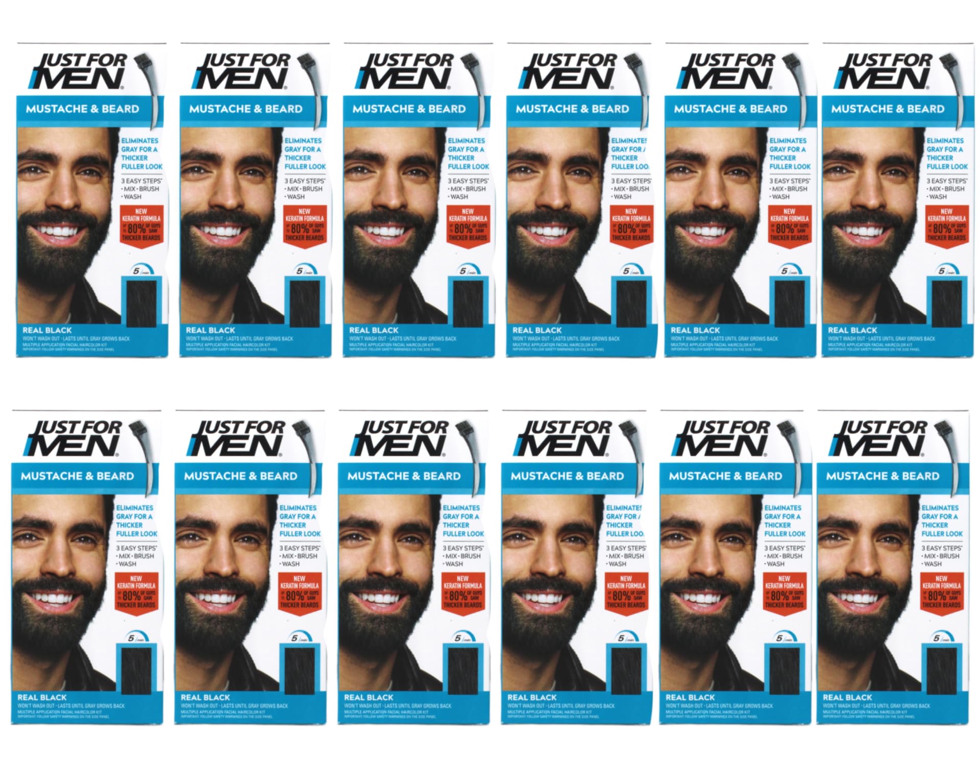 Just for Men Solo per gli uomini di colore del gel di baffi e barba M-55 nera reale 1 Ogni (confezione da 12)