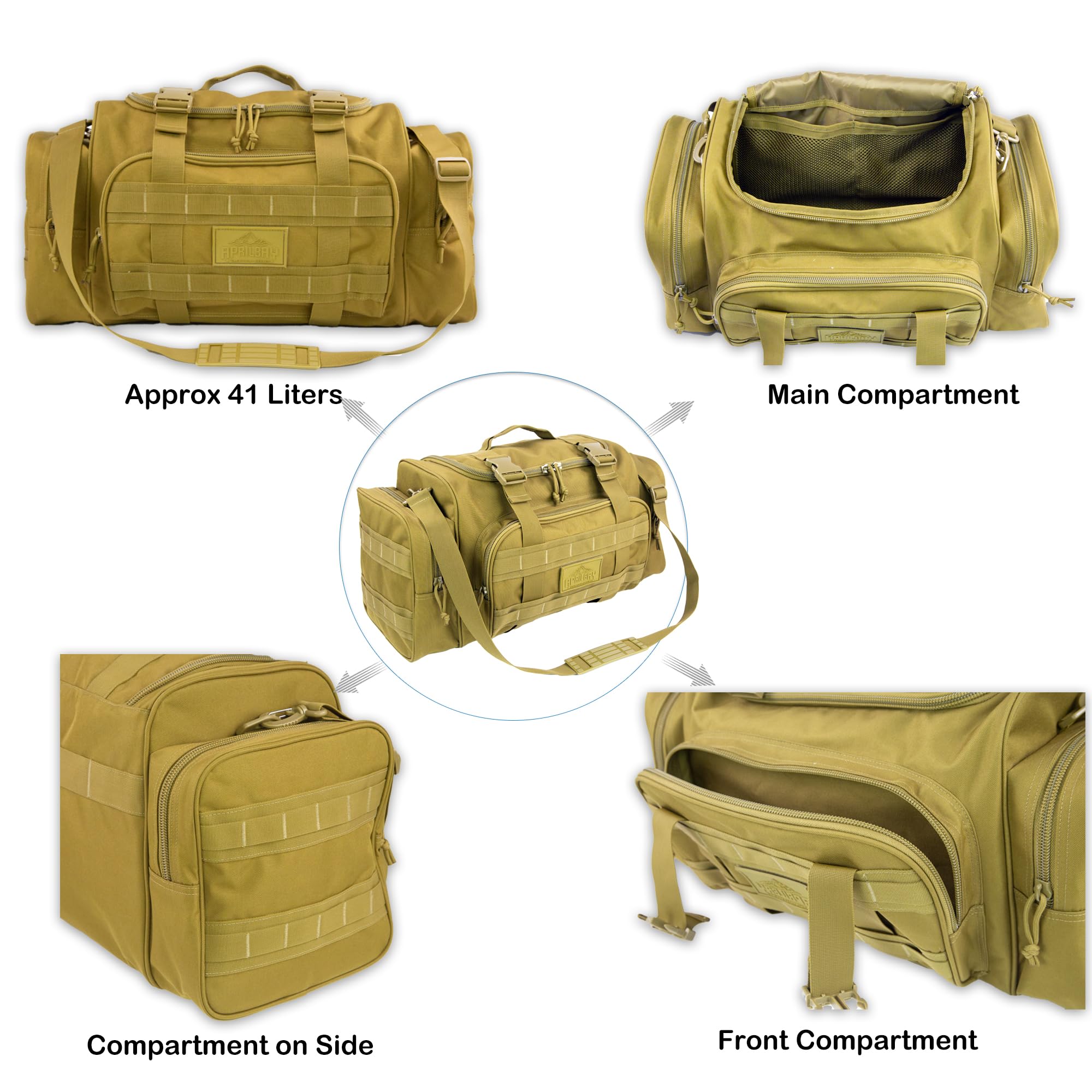 APRILBAY Tactical Series - Torba lona do siłowni, podróży, wędrówek i trekkingu, sprzętu sportowego, łowiectwa i wędkarstwa, wysoka jakość i długotrwałość (43 L), 43L, militarny