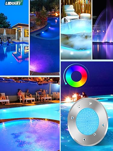 Miniatura 7 de LEDIARY Luces LED RGB de 6 pulgadas para piscina enterrada, AC120V 15W luces subacuáticas de piscinaspa con aplicacióncontrol remoto, cable de 50