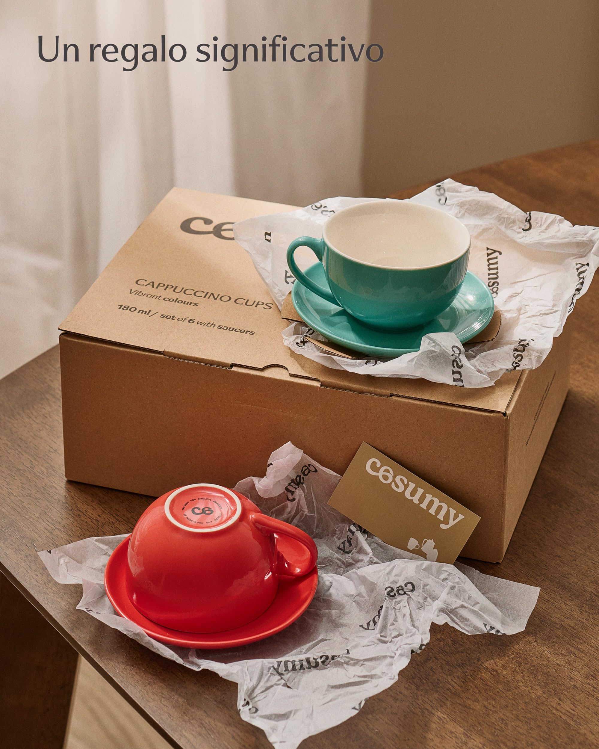 Set di tazze e piattini da caffè in ceramica per cappuccino, a forma di fiore, riutilizzabili, personalizzati, per colazione, tè, latte, espresso  15