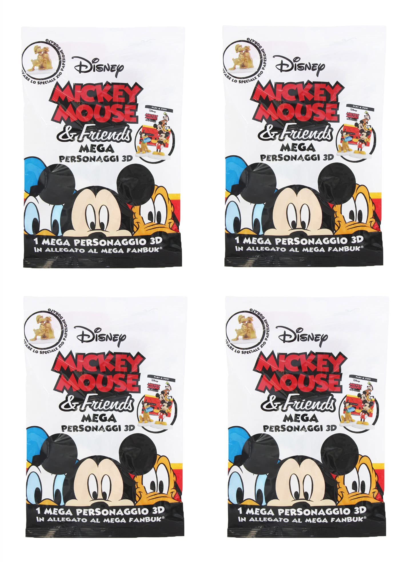 Mickey Mouse & Friends Disney Mini Figures - Minnie, Pluto, Daisy Duck 13 to Collect Party Favour Cake Topper Blind Bags Pack of 4