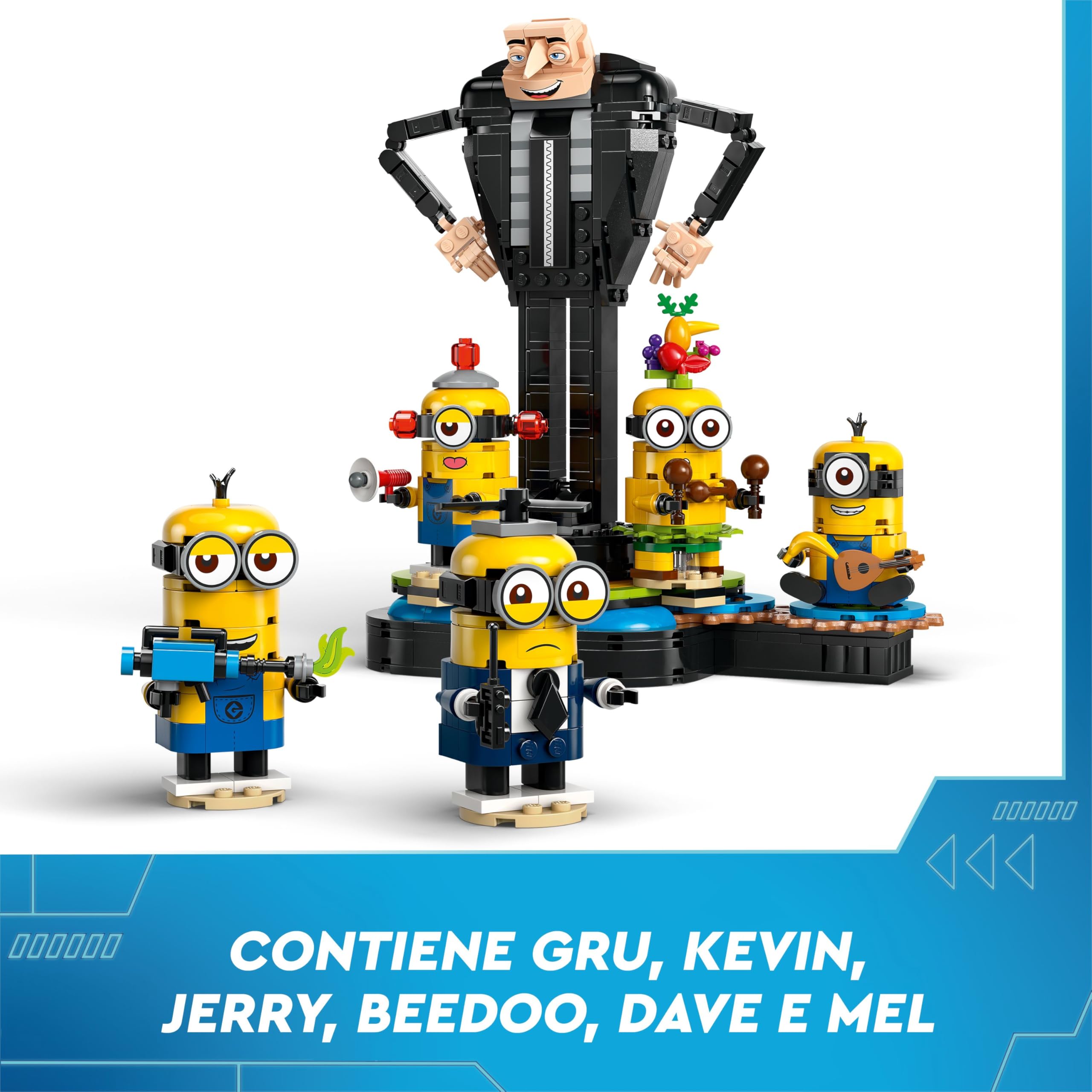 LEGO Cattivissimo Me Gru e Minions in Mattoncini, Set dal Film della Illumination, Personaggi da Costruire che Danzano, Giochi Creativi per Bambine e Bambini da 9 Anni, Regalo da Esposizione 75582