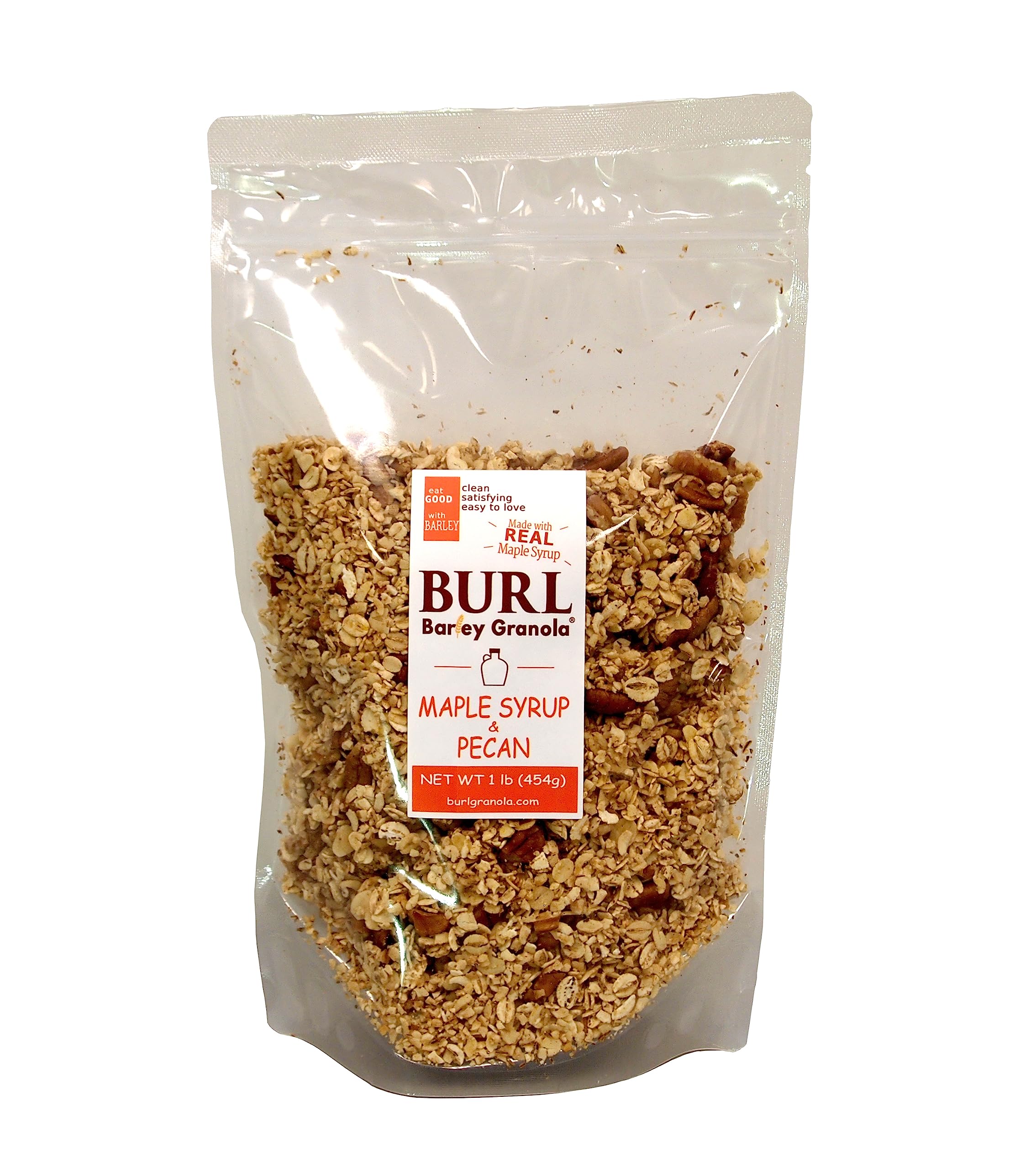Maple Syrup & Pecan, 1 lb, Whole Grain Granola, Rolled Barley Grain, Maple Pecan Granola Sweetened with Real Maple Syrup