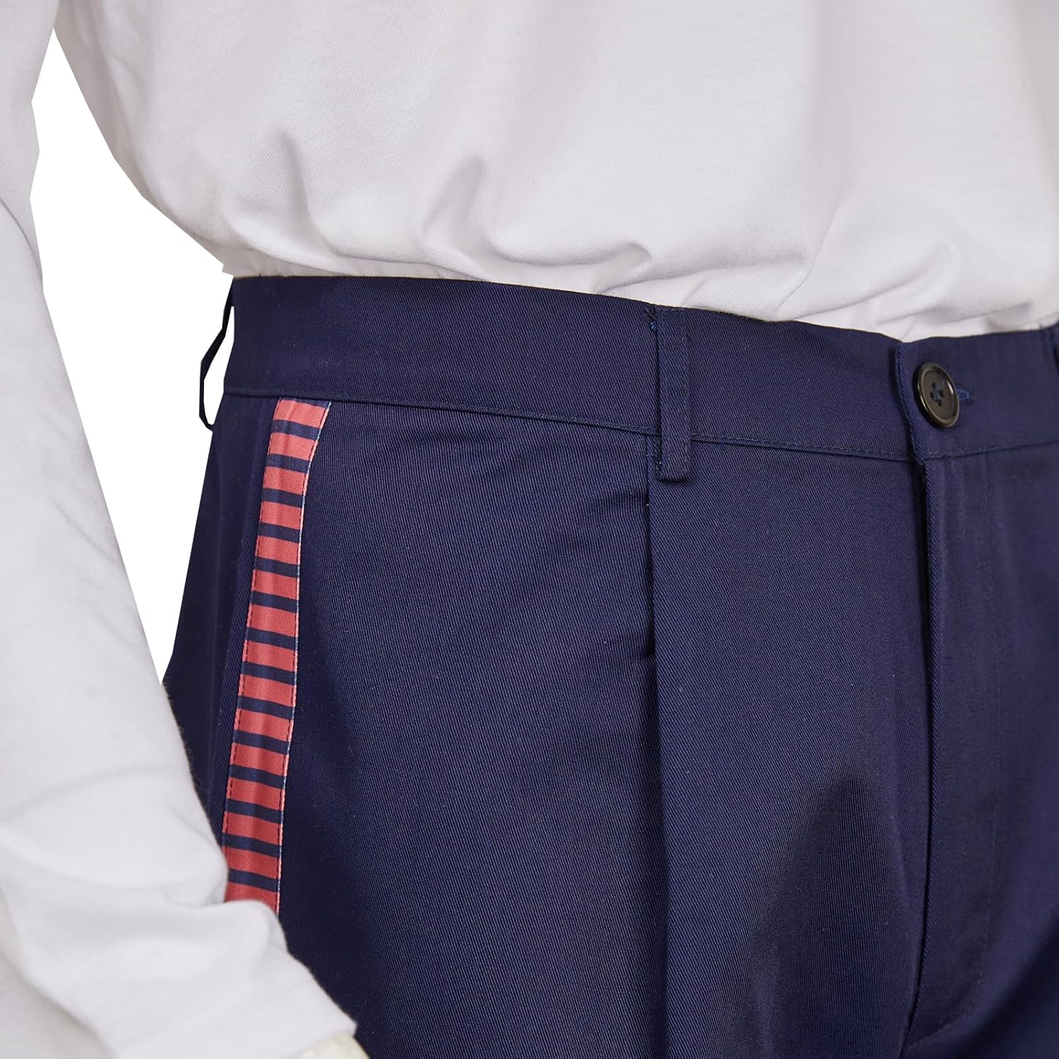 Men Space Adventure Cosplay Costume White Shirt Side Red Striped Pants Multi Pocket Vest Captain Outfit Full Set - Image 5