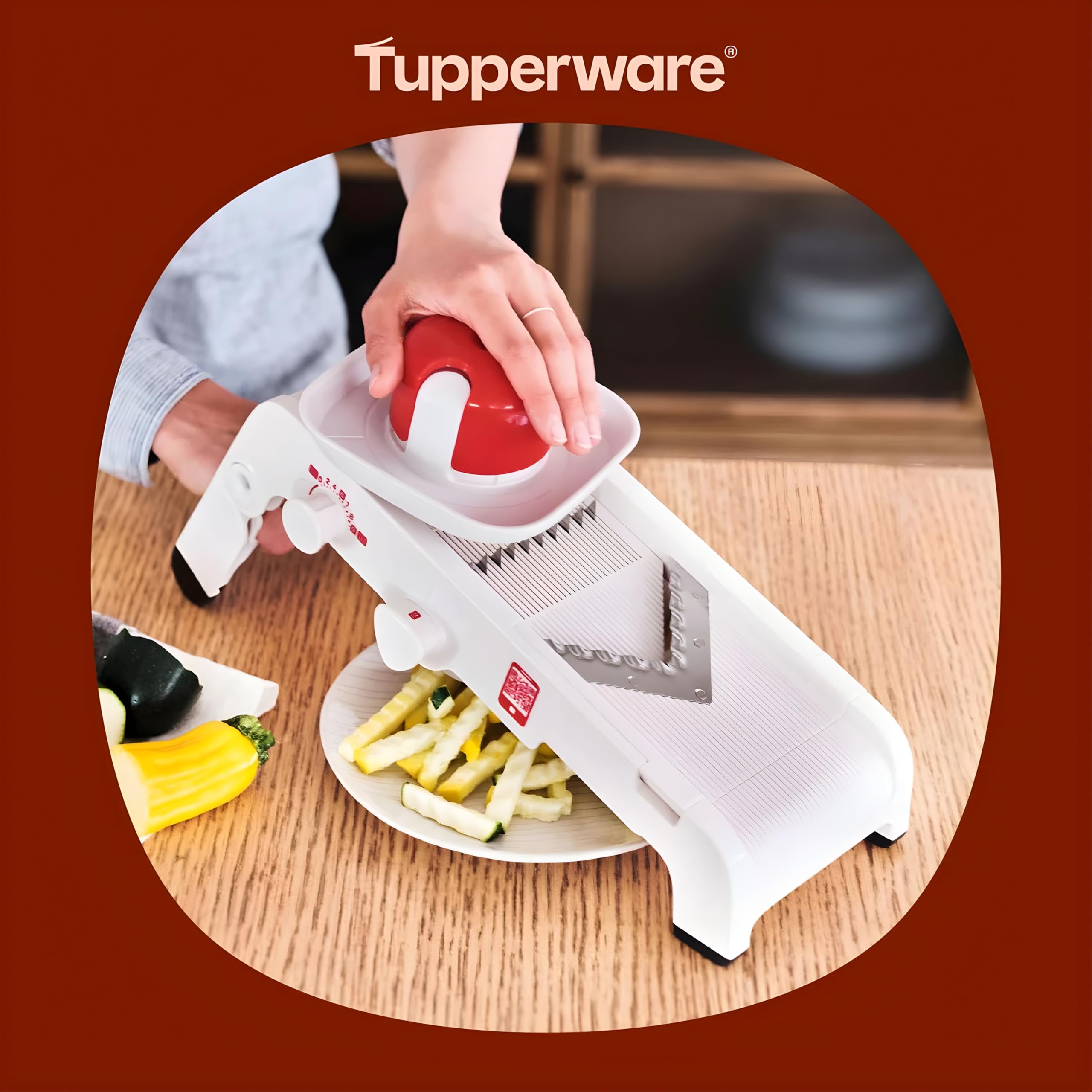 Tupperware a12109598 Cucina Star Mando Chef Professionale Grattugia/Affettaverdure, Plastica, Bianco/Rosso, 35 x 18 x 10 cm, 3 unità
